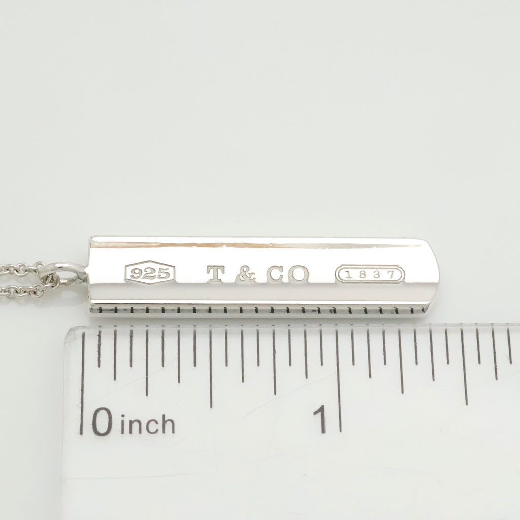 TIFFANY & Co. 1837 Bar Plate Pendant Necklace Chain Sterling Silver 925
