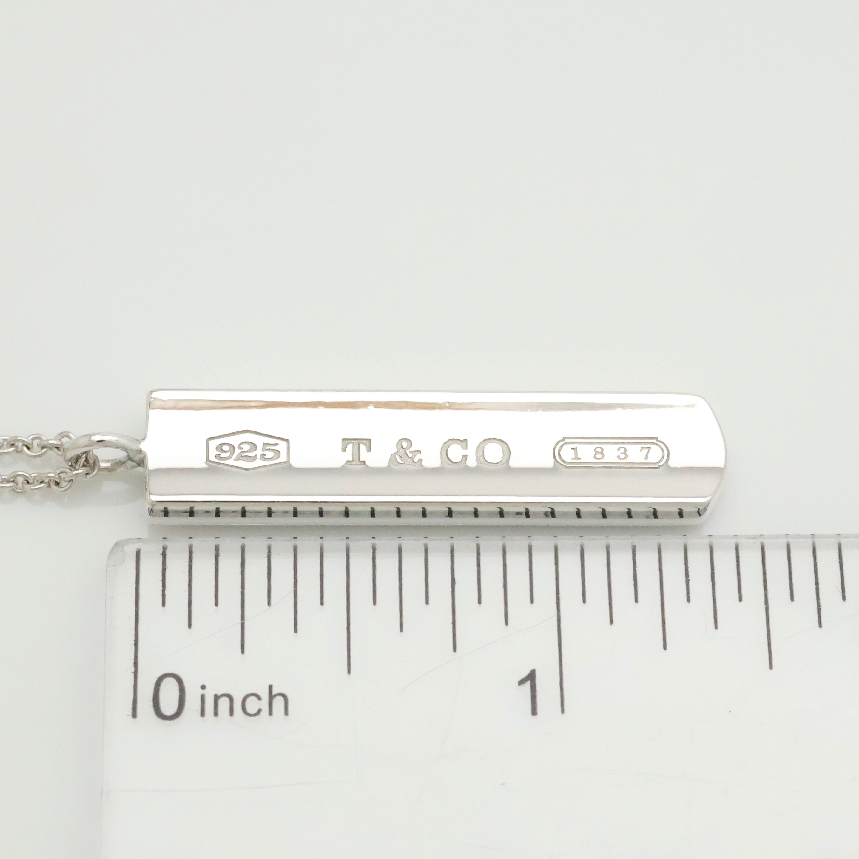 TIFFANY & Co. 1837 Bar Plate Pendant Necklace Chain Sterling Silver 925