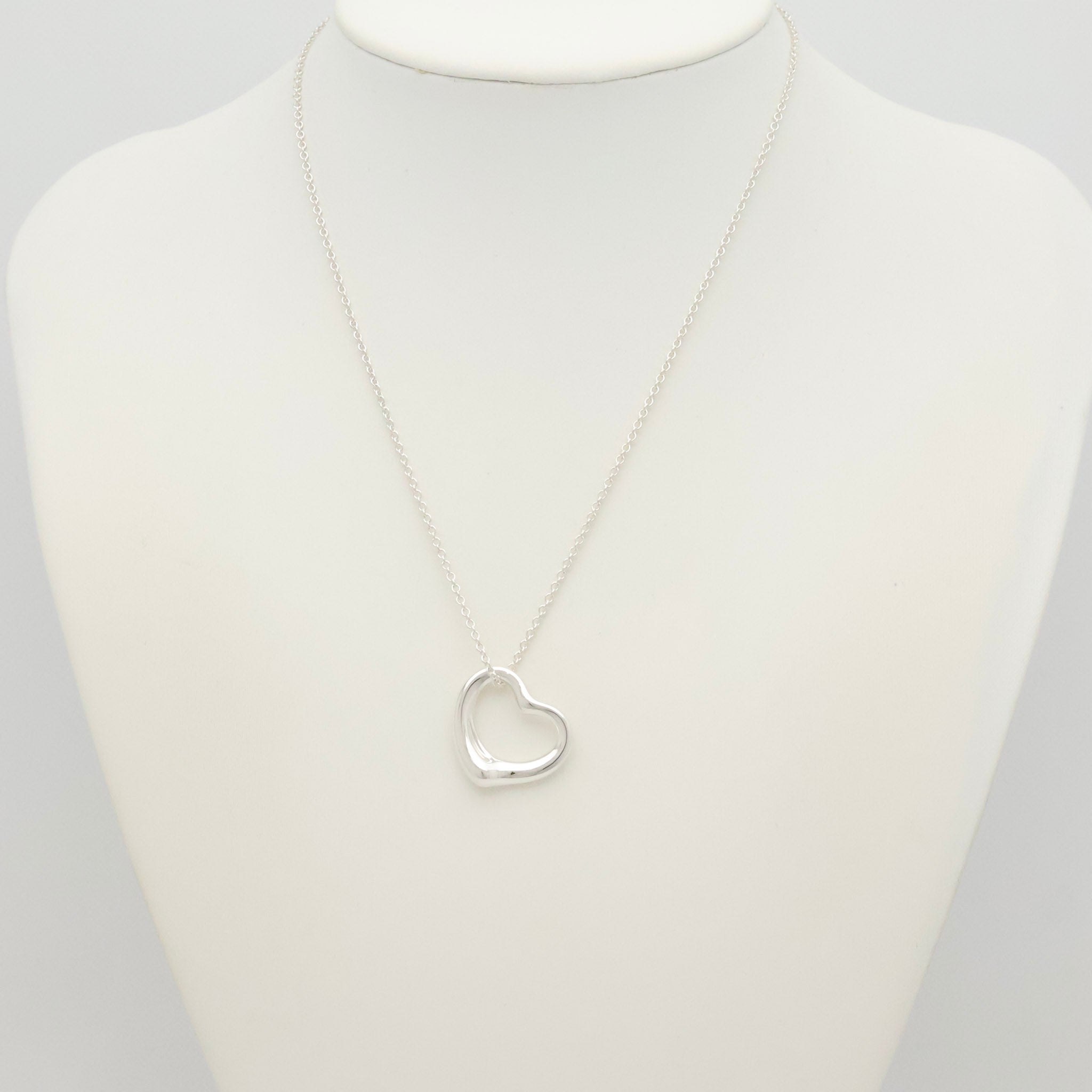 Tiffany & Co. Open Heart Pendant Necklace Sterling Silver 925