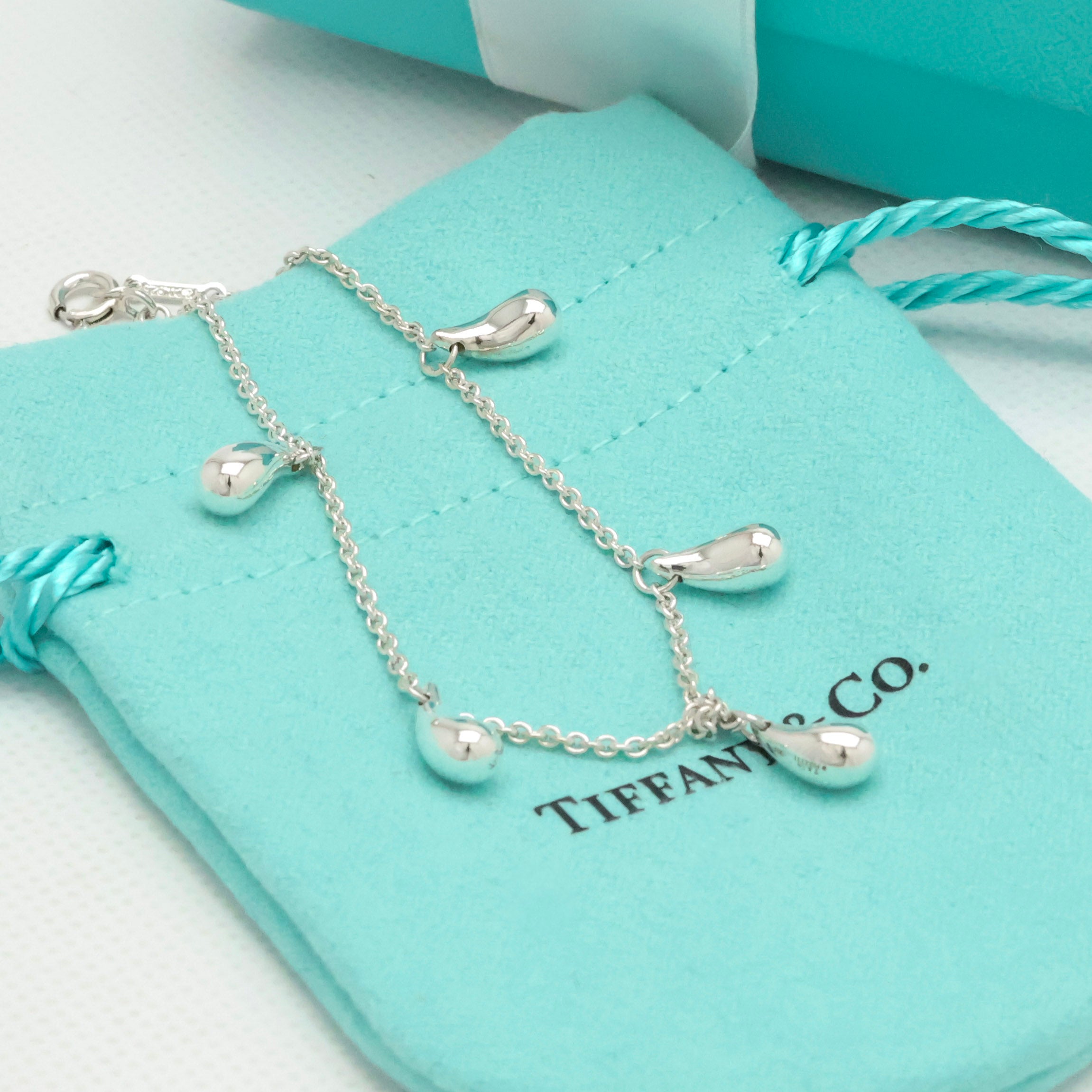 Tiffany & Co. Peretti Five 5 Teardrop Bracelet Sterling Silver 925