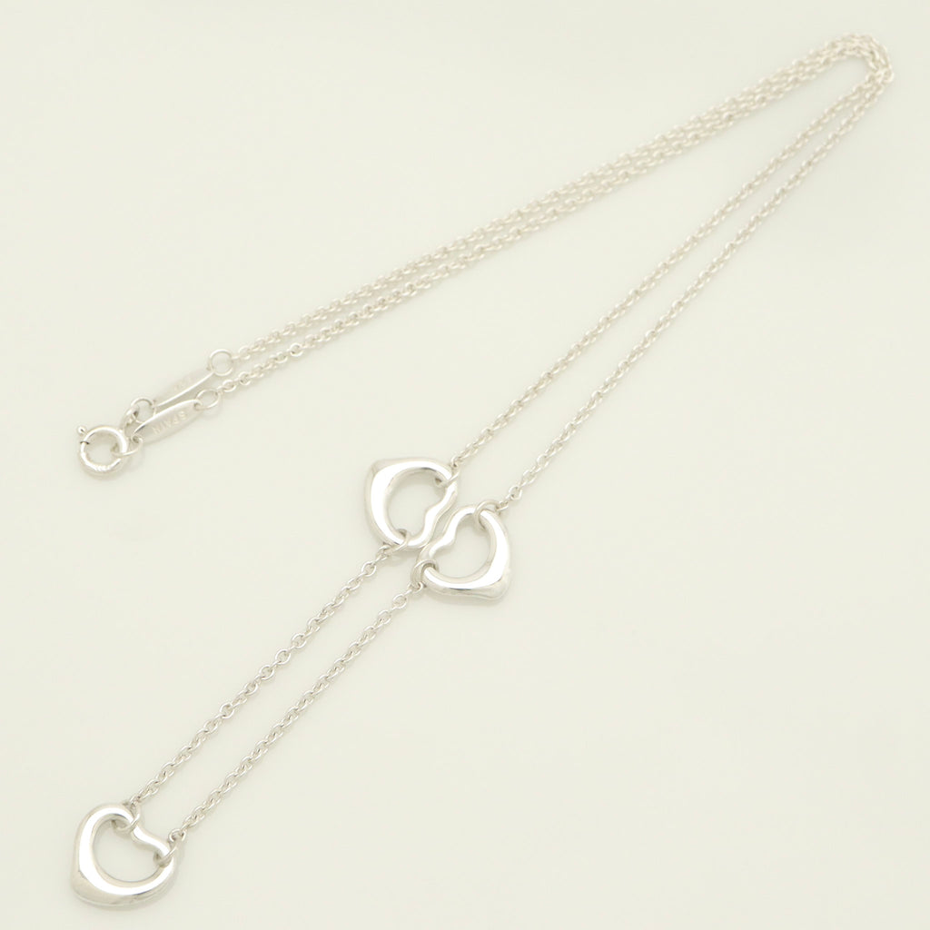  Tiffany & Co. Peretti Triple Open Heart Lariat Necklace Sterling Silver 925 