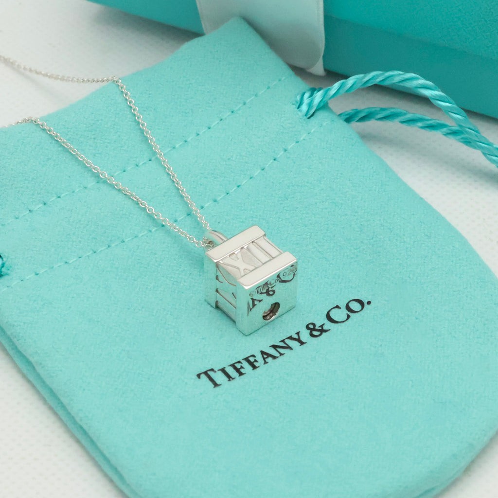 Tiffany & Co. Atlas Cube Lock Padlock Necklace Pendant Sterling Silver 925 