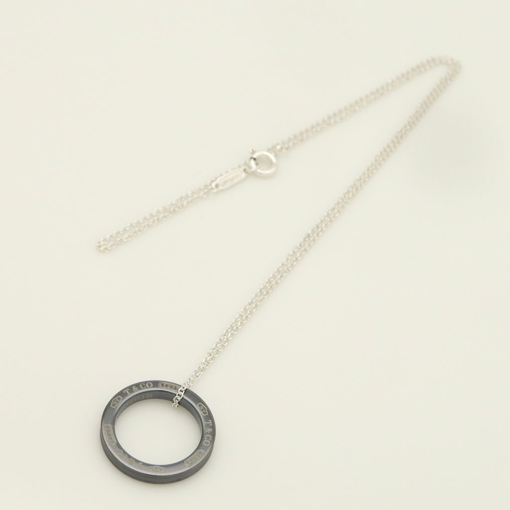 Tiffany & Co. 1837 Circle Necklace 16" Black Titanium Sterling Silver 925