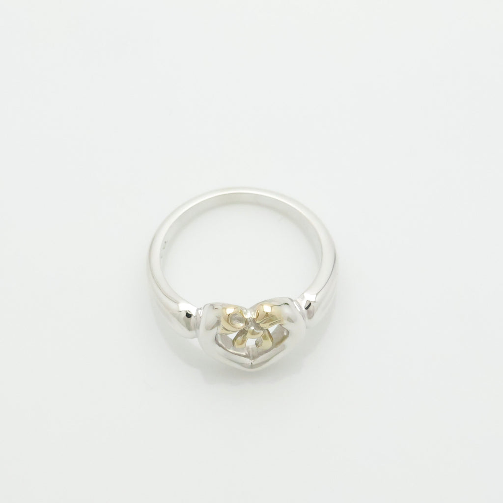 TIFFANY&Co. ハート リボン コンビ イエローゴールド リング 12 号 AG925 AU750