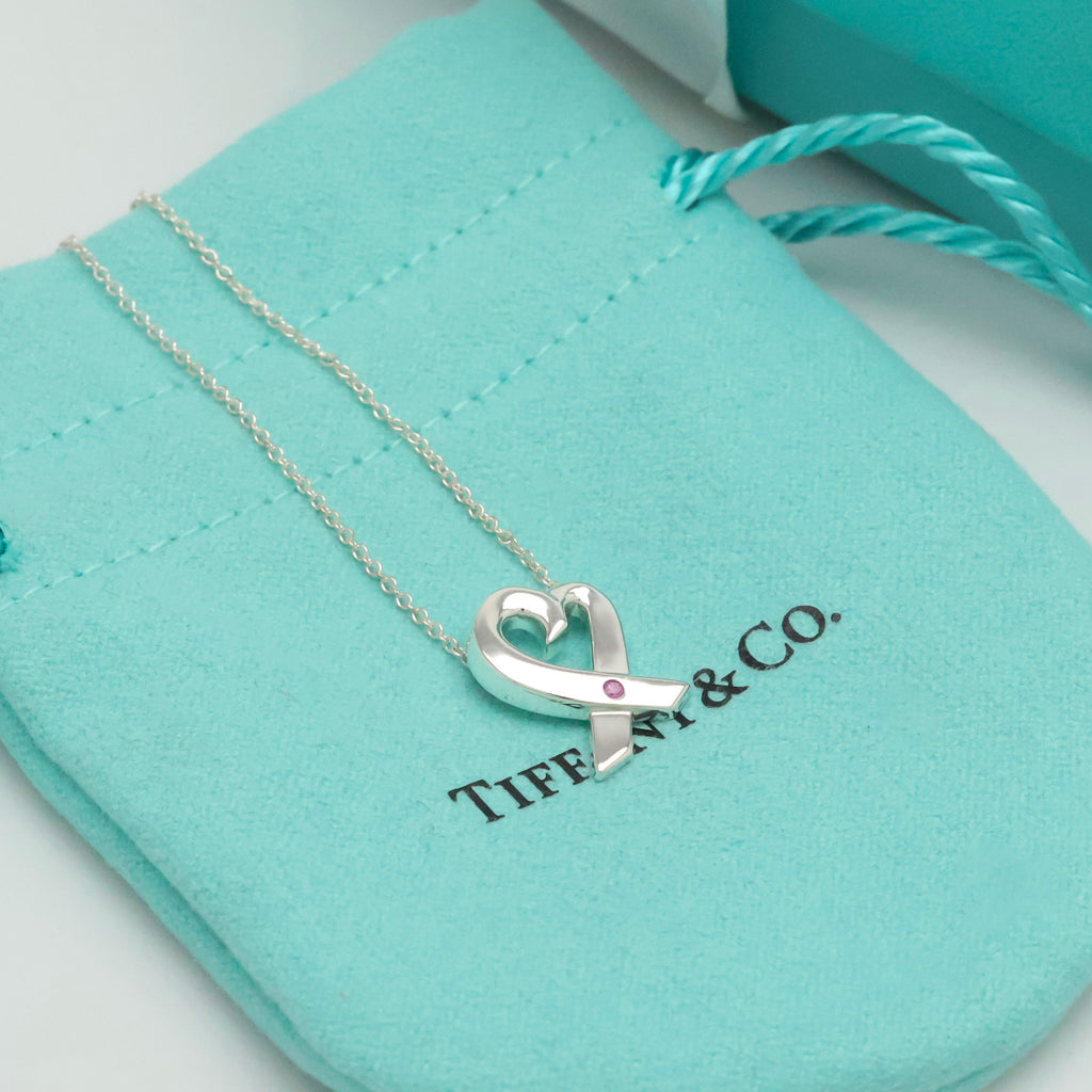 TIFFANY&Co. ラビング ハート 1P ピンクサファイア パロマピカソ ネックレス AG925