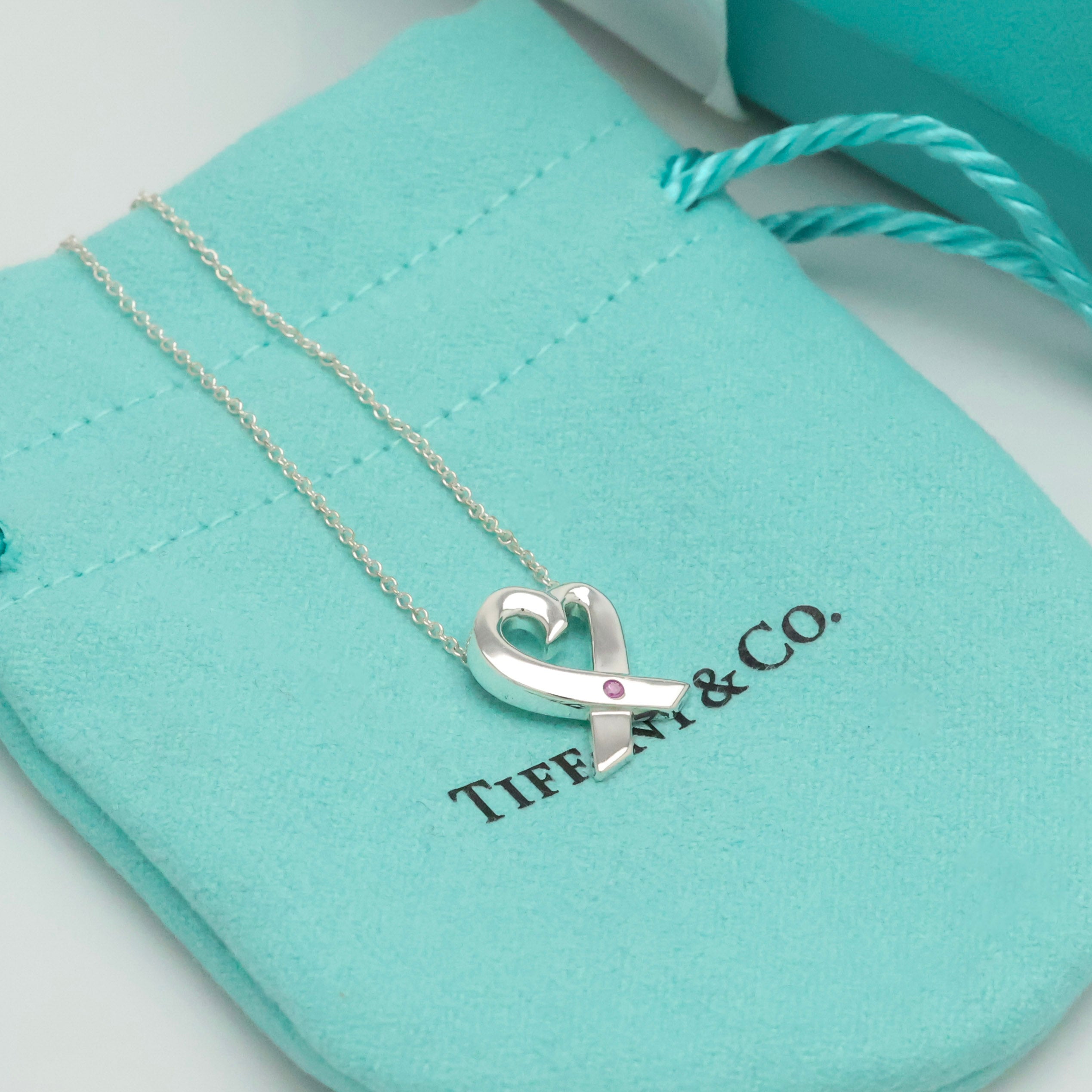 TIFFANY&Co. ラビング ハート 1P ピンクサファイア パロマピカソ ネックレス AG925