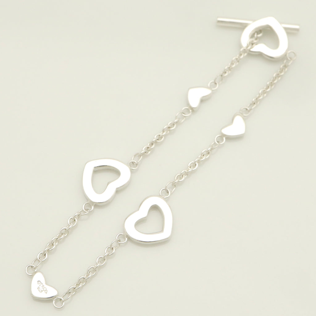 Tiffany & Co. Heart Link Lariat Toggle Bracelet Sterling Silver 925
