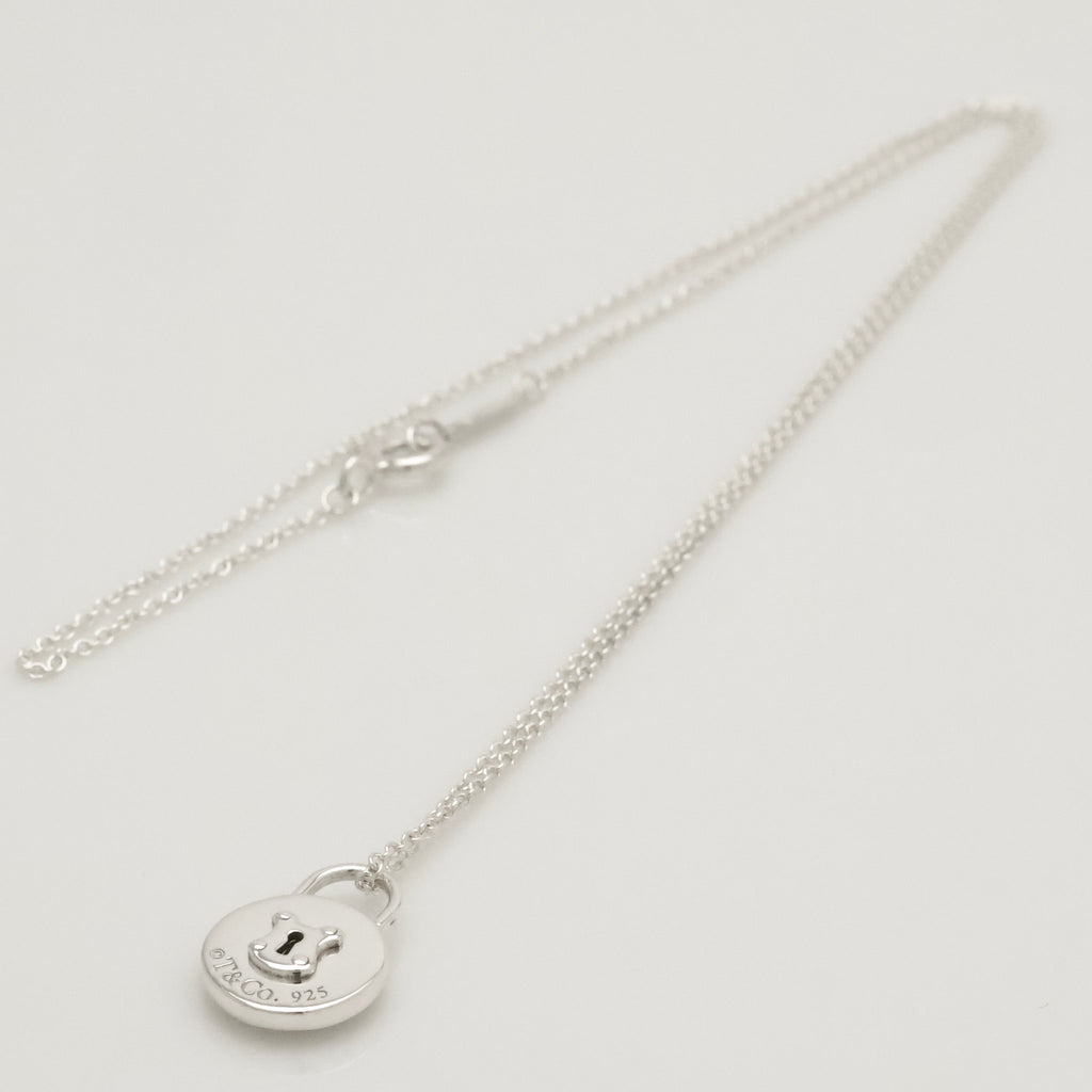 Tiffany & Co. Round Keyhole Lock Padlock Necklace Sterling Silver 925