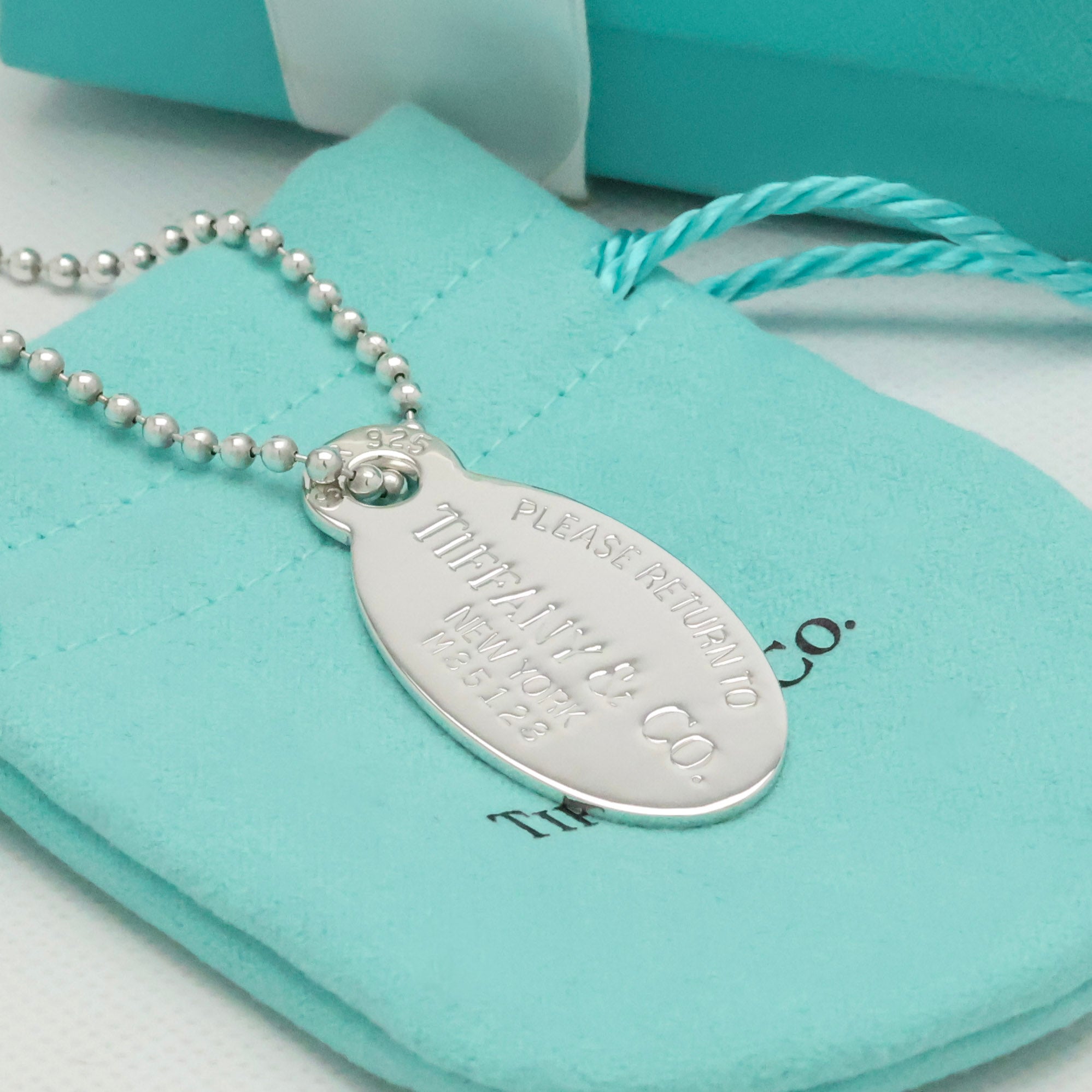TIFFANY&Co.リターントゥ ティファニー オーバル タグ ボール チェーン ネックレス AG925