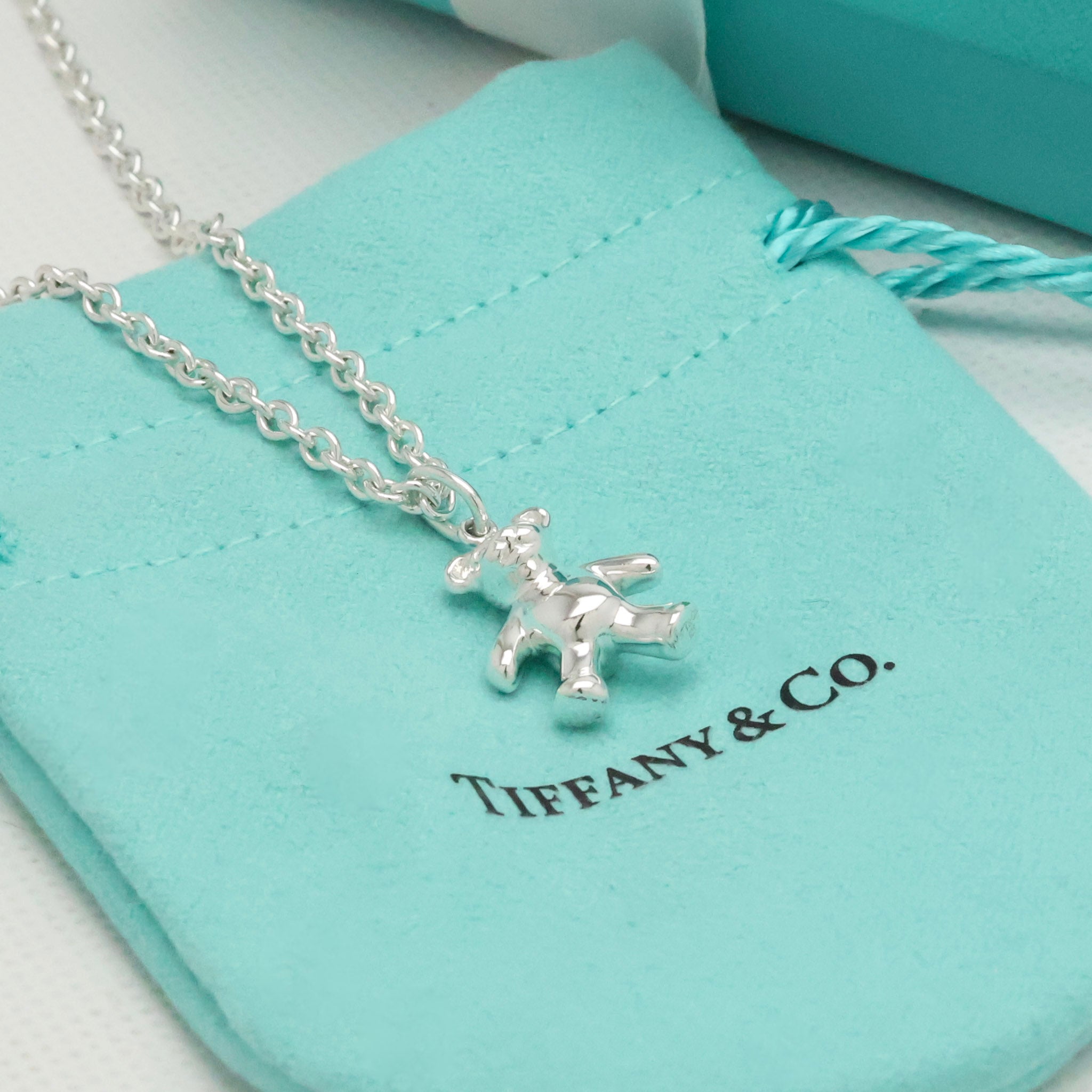 Tiffany & Co. Teddy Bear Pendant Necklace Sterling Silver 925 