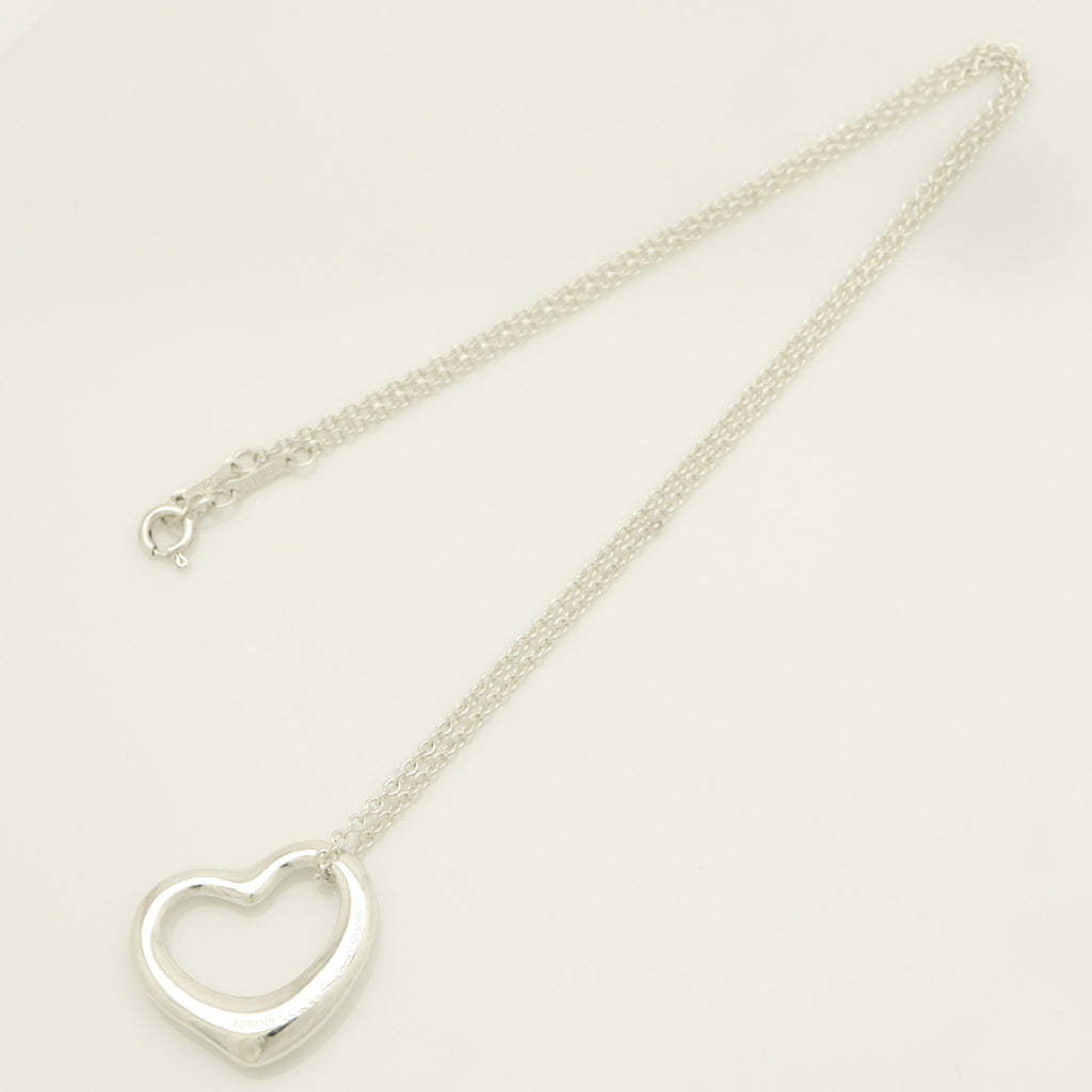 Tiffany & Co. Open Heart Pendant Necklace Sterling Silver 925