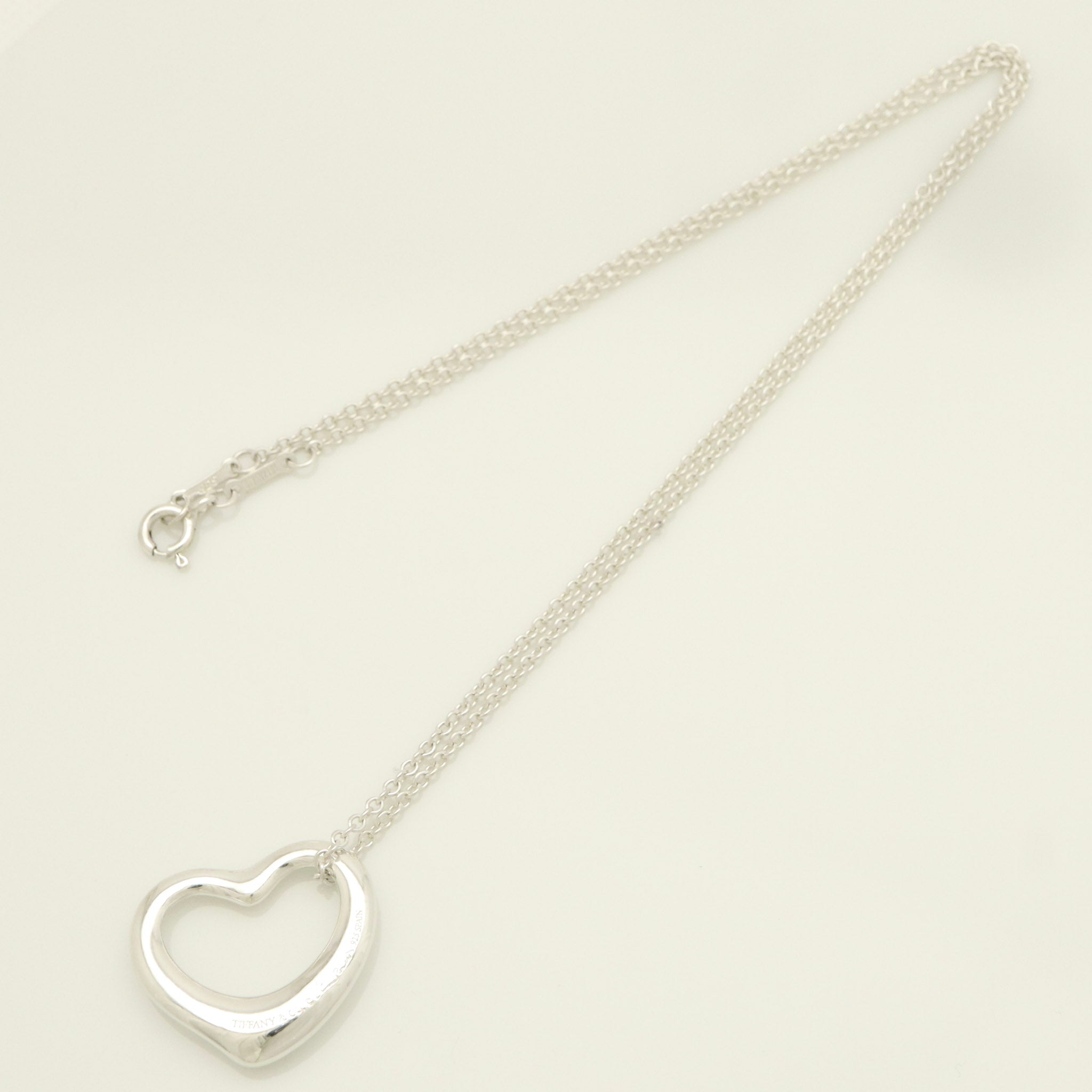 Tiffany & Co. Open Heart Pendant Necklace Sterling Silver 925