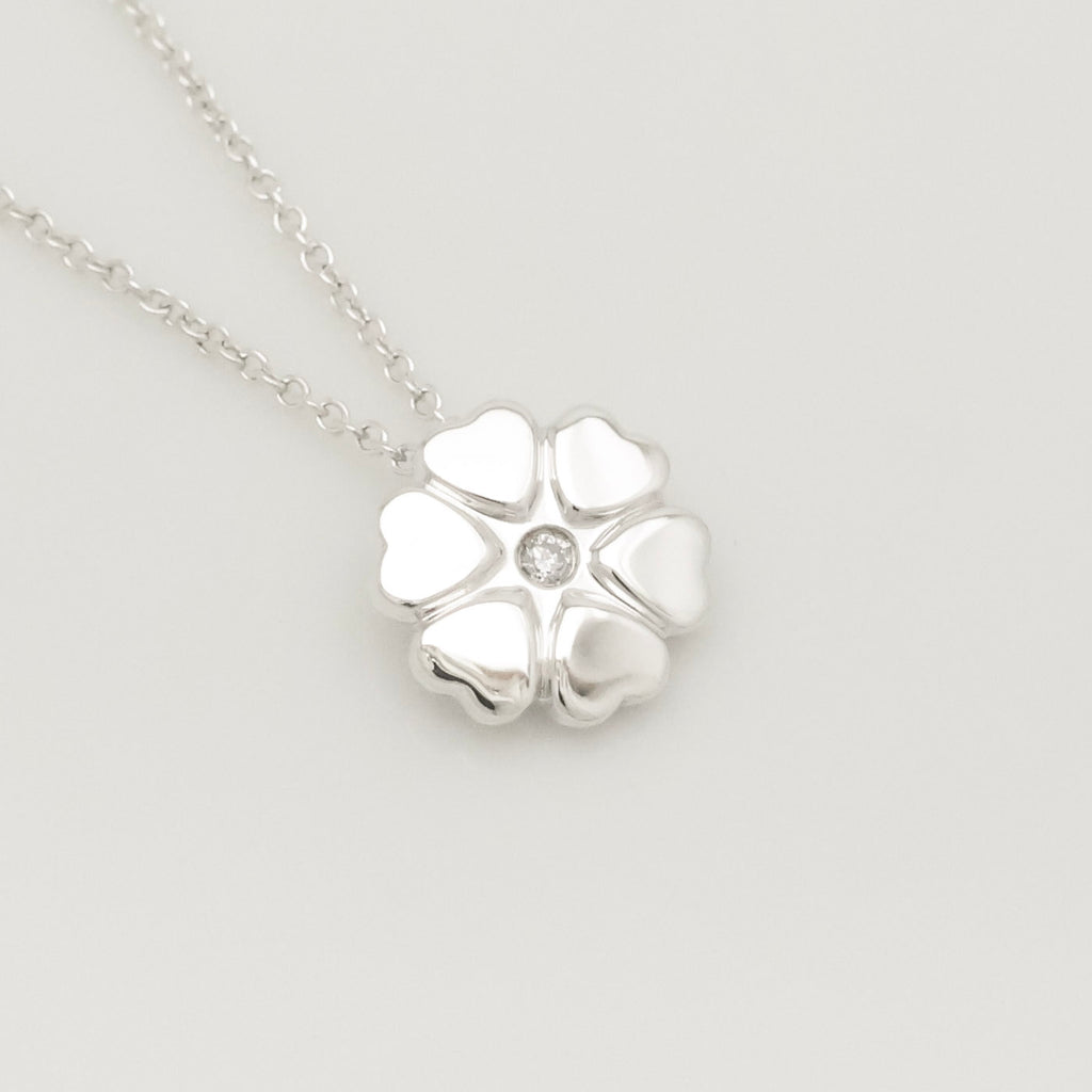 Tiffany & Co. Crown of Heart Diamond Pendant Necklace Sterling Silver 925