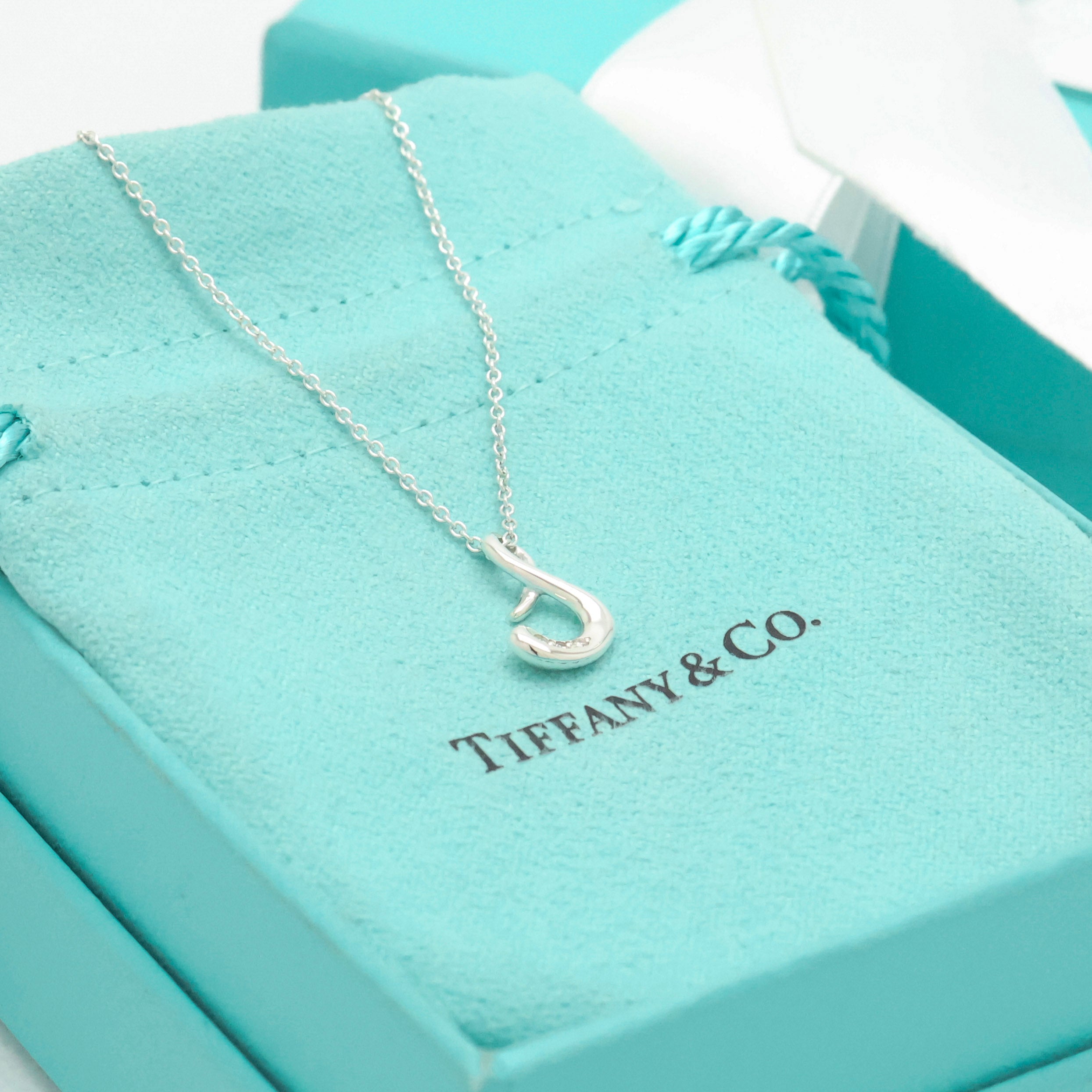 TIFFANY&Co. ノーツ レター S イニシャル 1P ダイヤモンド ネックレス AG925