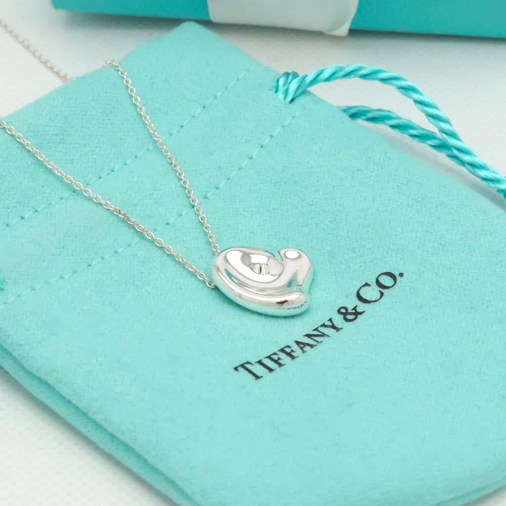  Tiffany & Co. Full Heart Pendant Necklace Sterling Silver 925