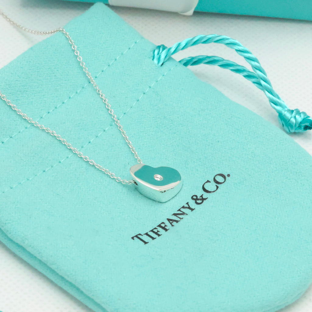   Tiffany & Co. Modern Heart 1P Diamond Necklace Sterling Silver 925