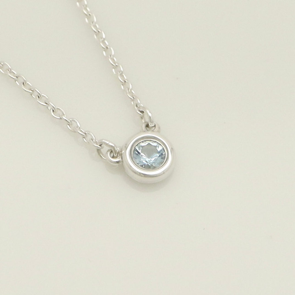 Tiffany & Co. By the Yard Aquamarine Sapphire Necklace Sterling Silver 925