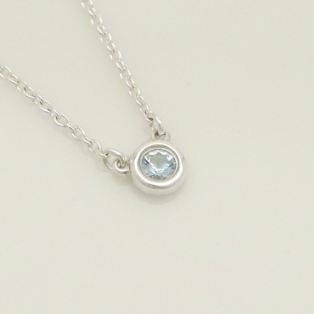 Tiffany & Co. By the Yard Aquamarine Sapphire Necklace Sterling Silver 925