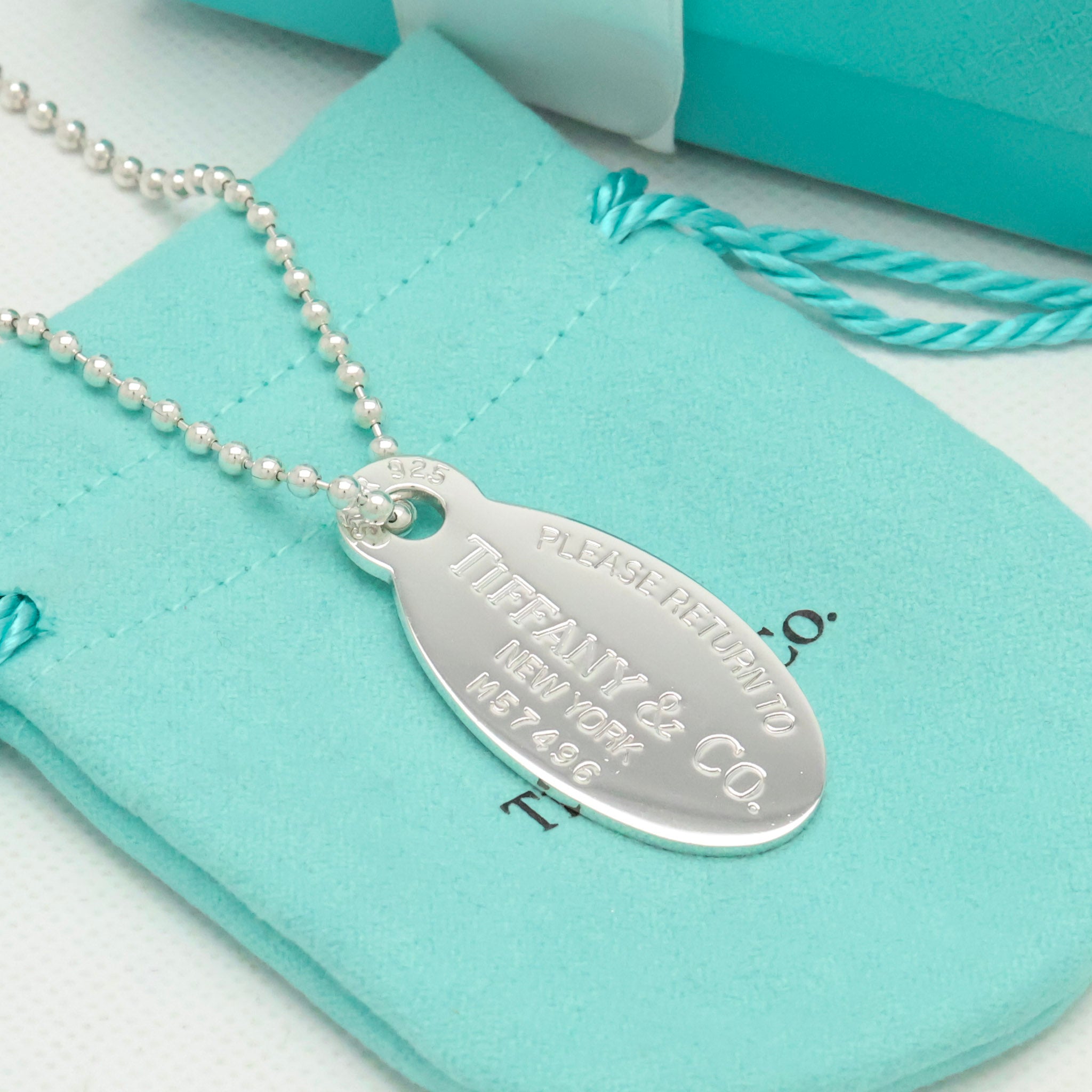 TIFFANY&Co.リターントゥ ティファニー オーバル タグ ボール チェーン ネックレス AG925
