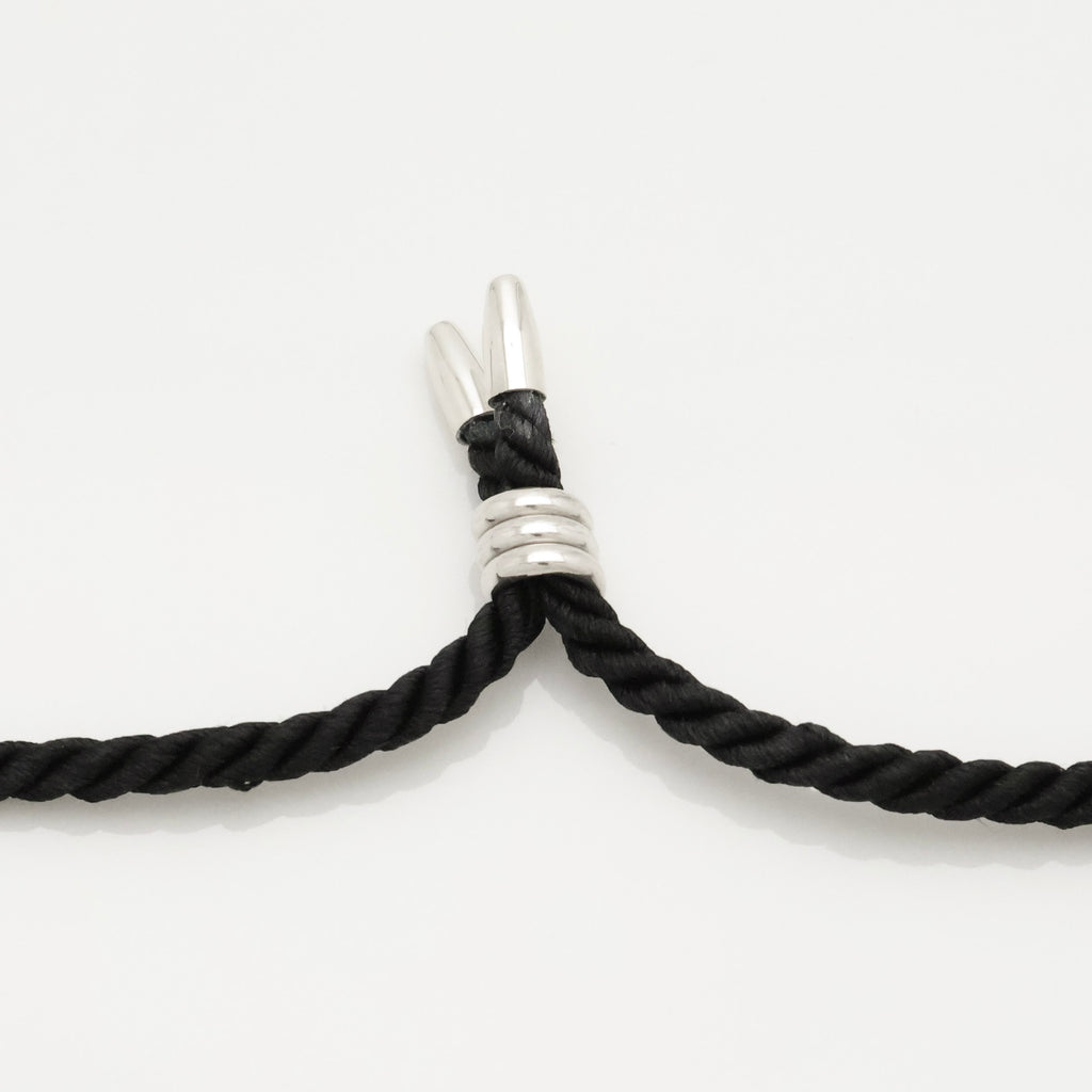 Tiffany & Co. 1837 Square Silk Cord Necklace Pendant Sterling Silver 925