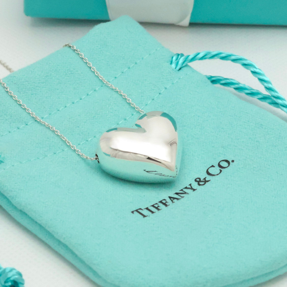 Tiffany & Co. Pinched Heart Pendant Necklace Sterling Silver 925