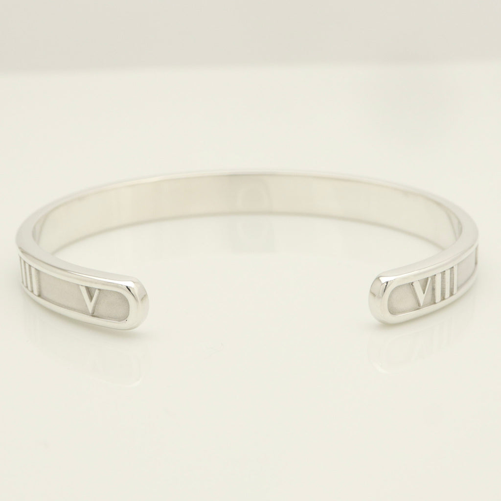 Tiffany & Co. Atlas Roman Numerals Cuff Bangle Bracelet Sterling Silver 925