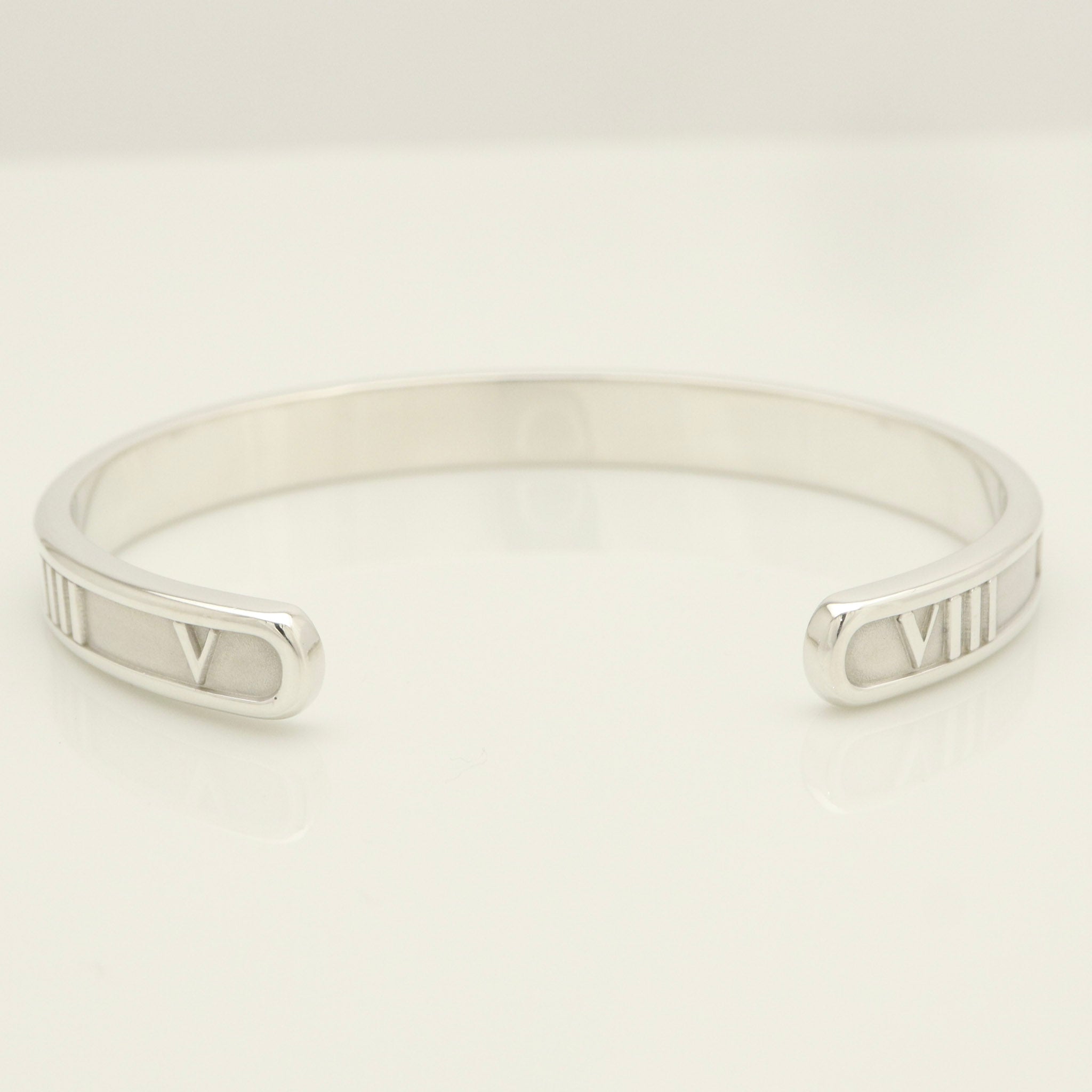 Tiffany & Co. Atlas Roman Numerals Cuff Bangle Bracelet Sterling Silver 925