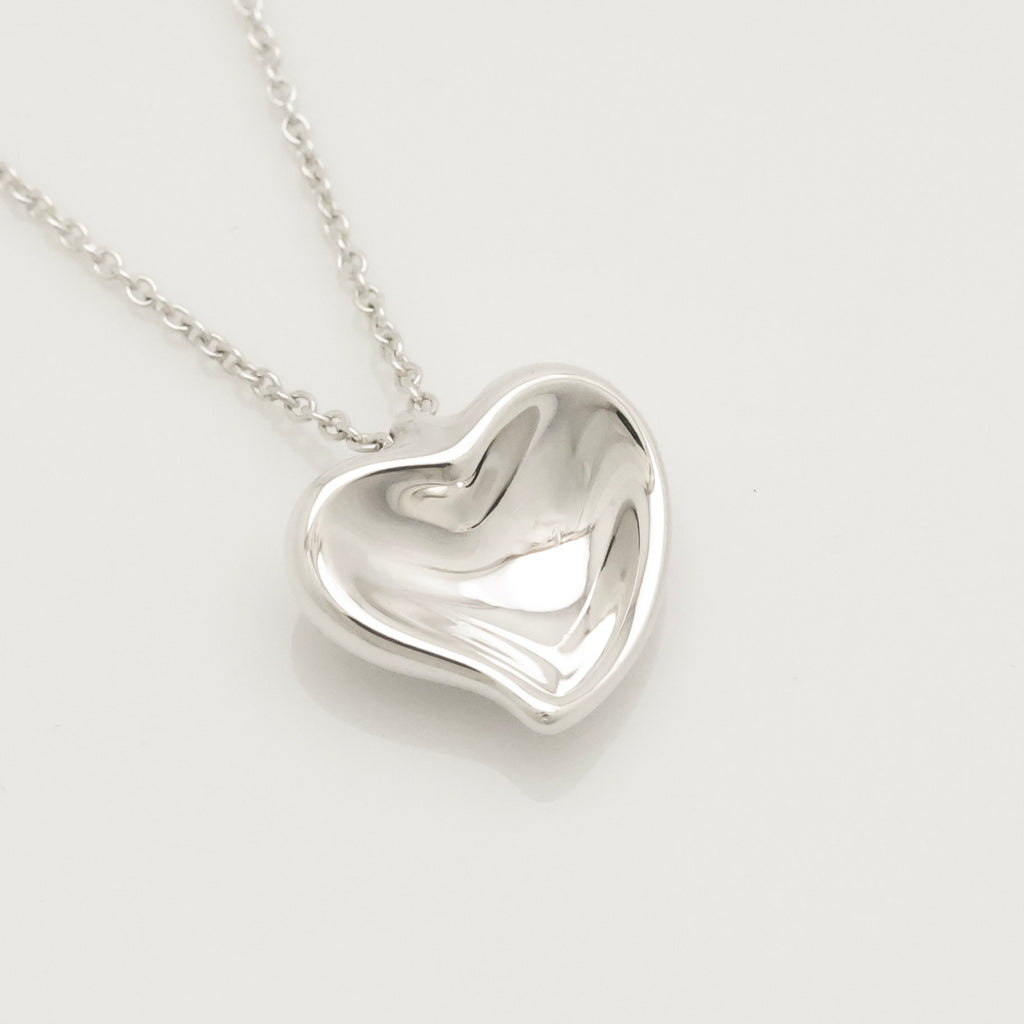 Tiffany & Co. Peretti Curved Full Heart Necklace Sterling Silver 925