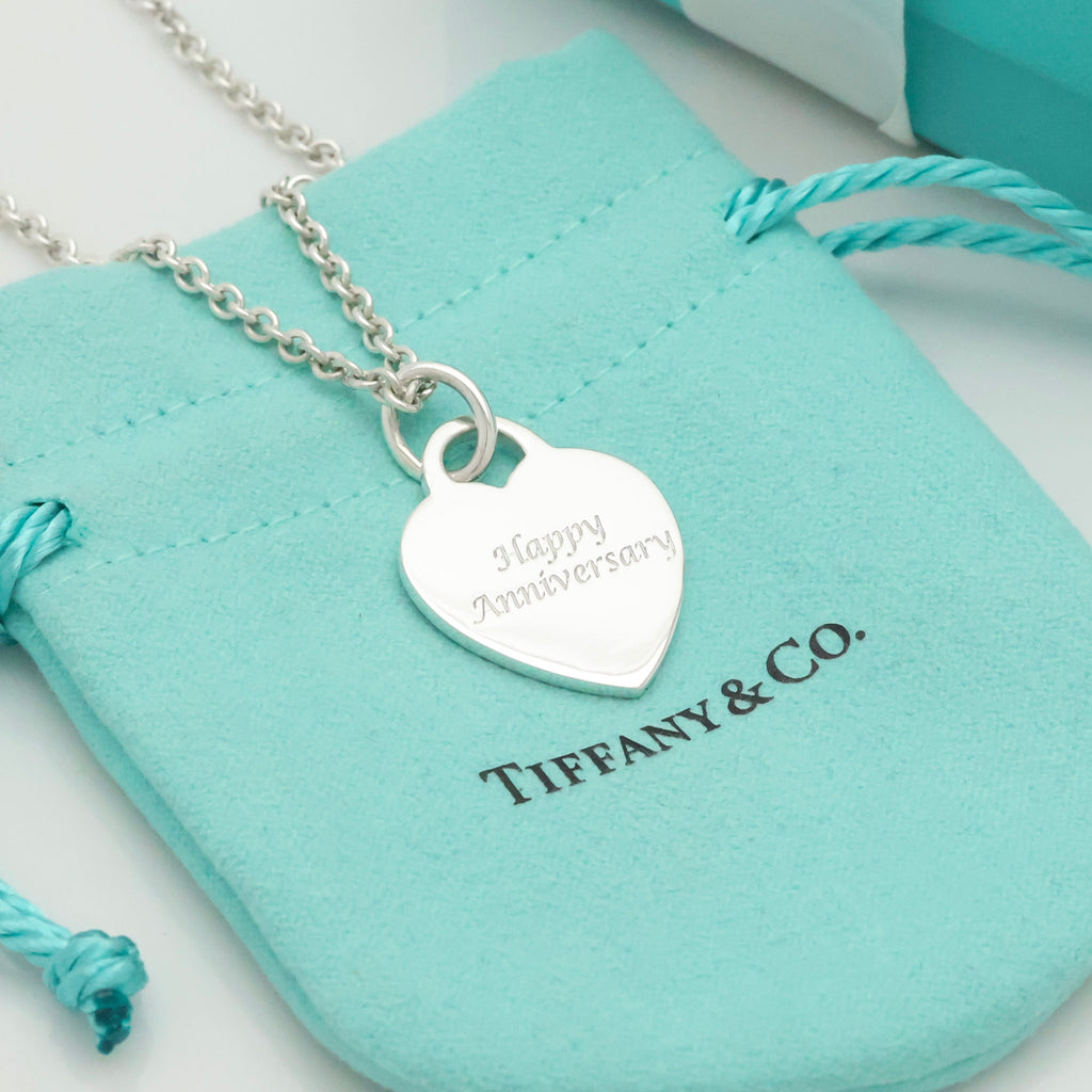 Tiffany & Co. Happy Anniversary Heart Tag Necklace Sterling Silver 925