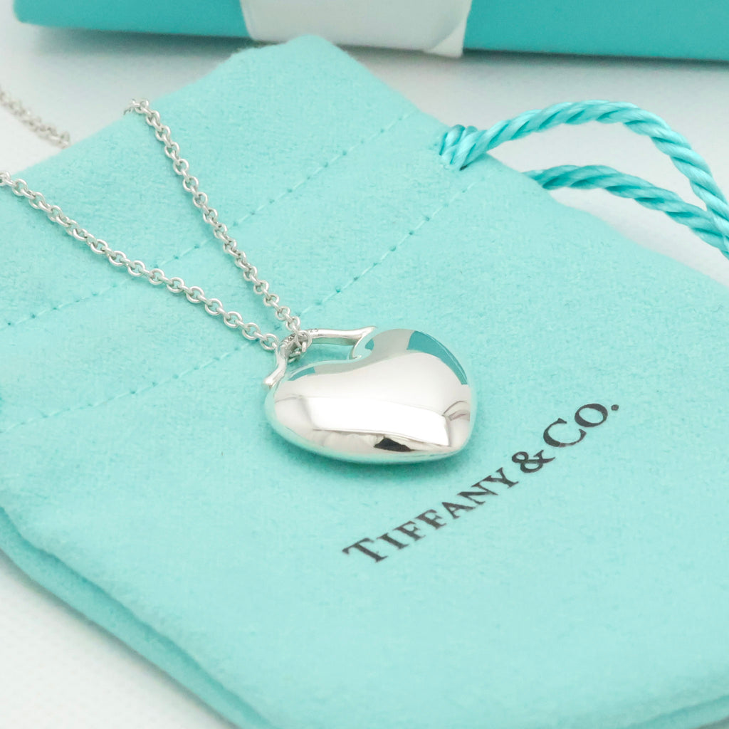  Tiffany & Co. Puff Heart Pendant Necklace Sterling Silver 925