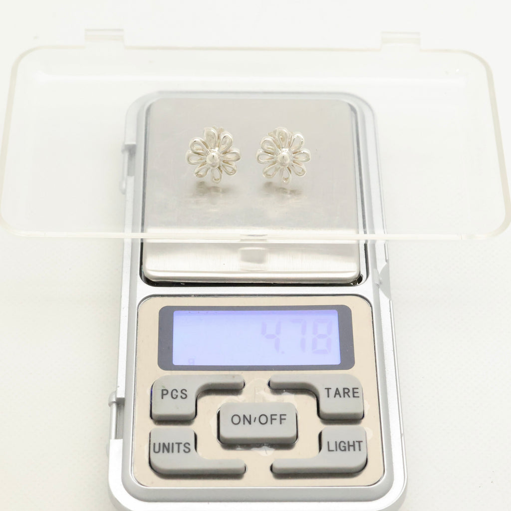 Tiffany & Co. Daisy Flower Stud Earrings Sterling Silver 925