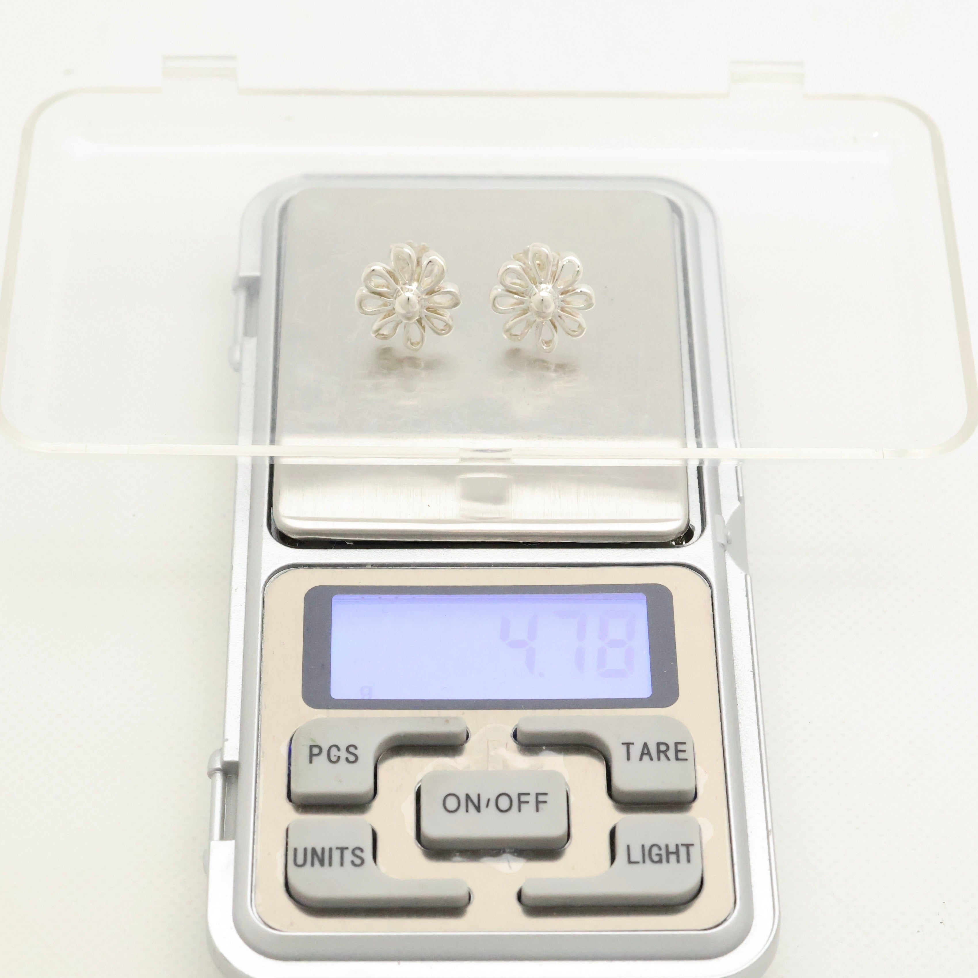 Tiffany & Co. Daisy Flower Stud Earrings Sterling Silver 925