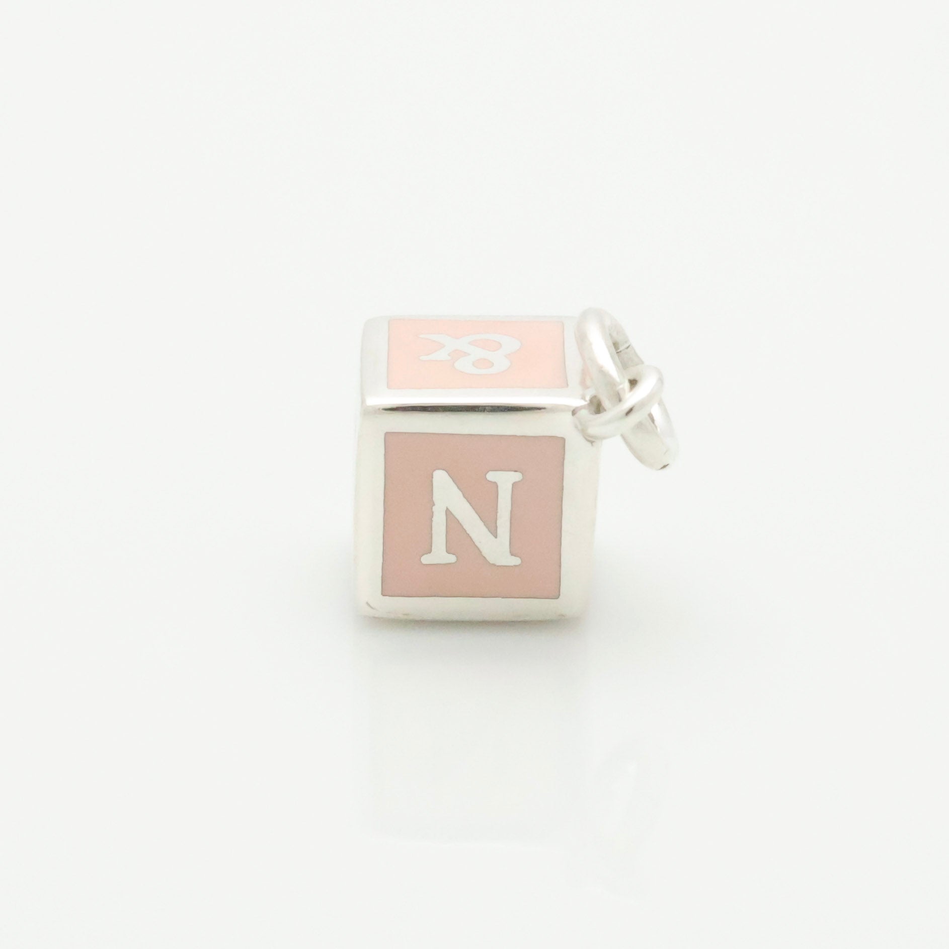 TIFFANY&Co. NY  T&CO ピンク エナメル ブロック キューブ チャーム AG925