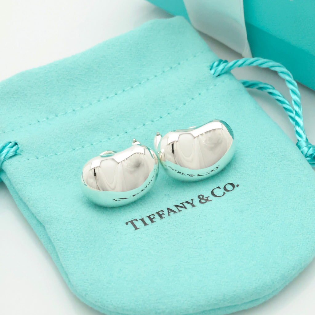 Tiffany & Co. Large Peretti 20mm Bean Clip-On Earrings Sterling Silver 925