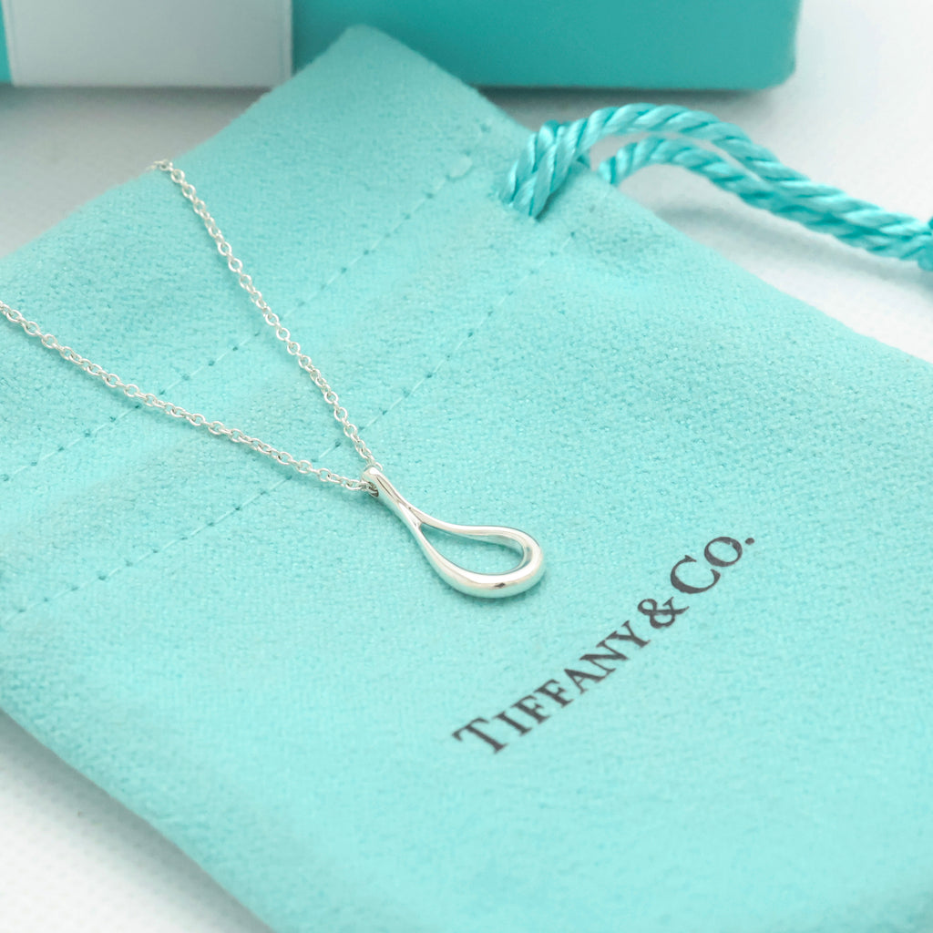  Tiffany & Co. Open Teardrop Necklace Pendant Sterling Silver 925 