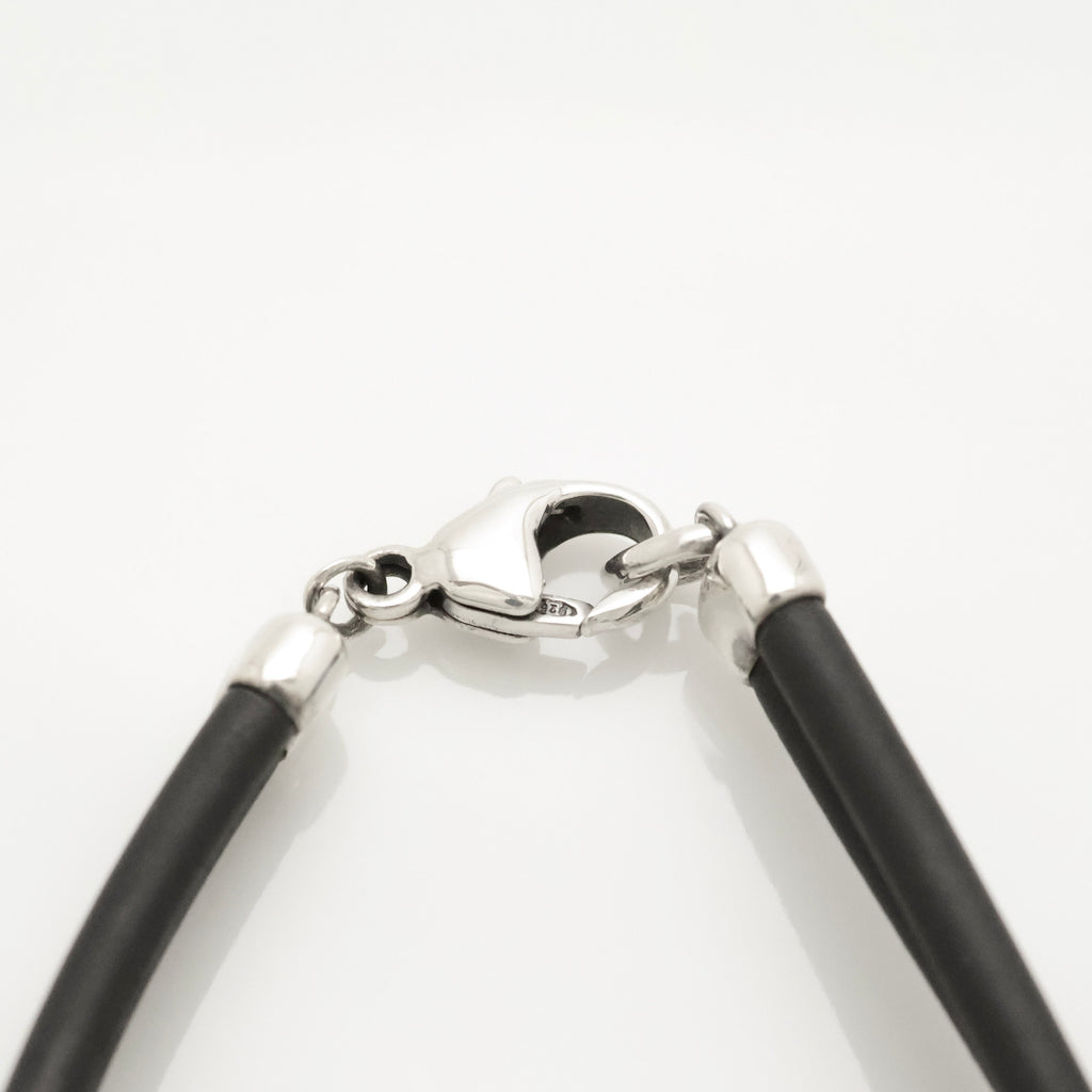 Tiffany & Co. Atlas Bar Rubber Cord Surfer Bracelet Sterling Silver 925