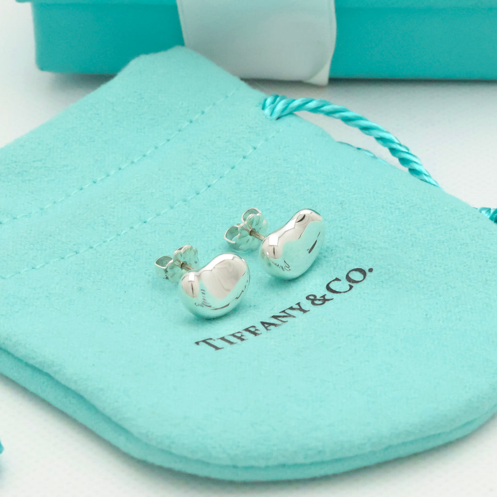 Tiffany & Co. Elsa Peretti Bean Design Earrings Sterling Silver 925