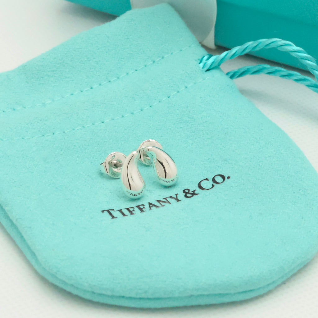 Tiffany & Co. Peretti Teardrop Stud Earrings Sterling Silver 925