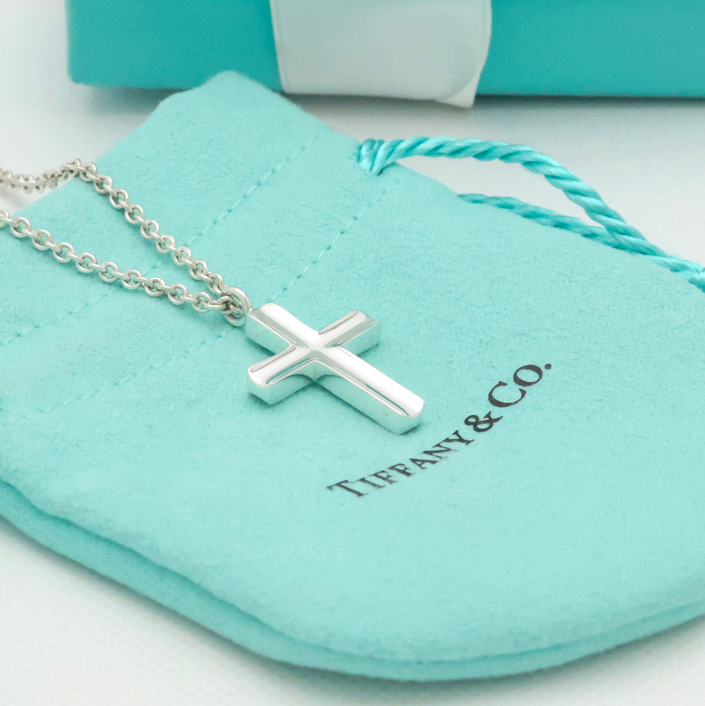  Tiffany & Co. Picasso Groove Cross Necklace Sterling Silver 925 