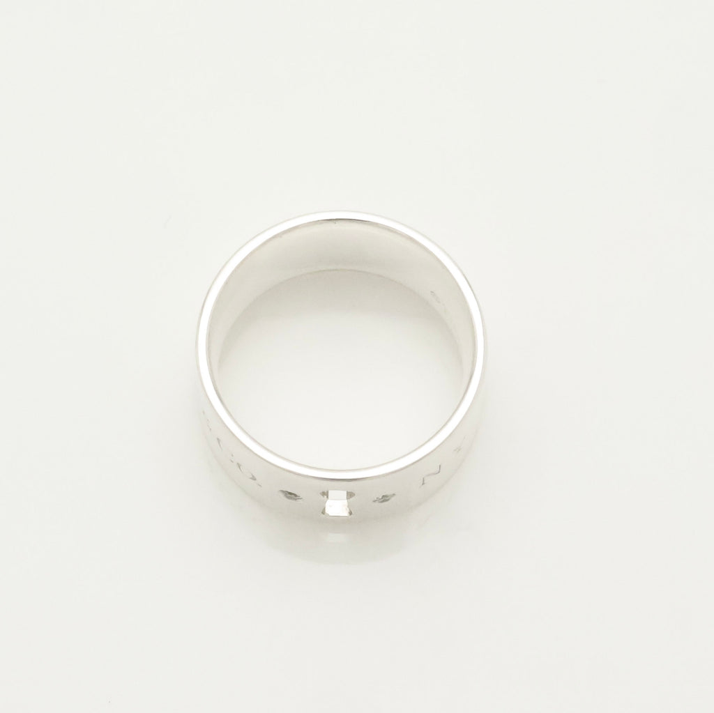 Tiffany & Co. 2P Diamond Keyhole Lock Ring Sterling Silver 925