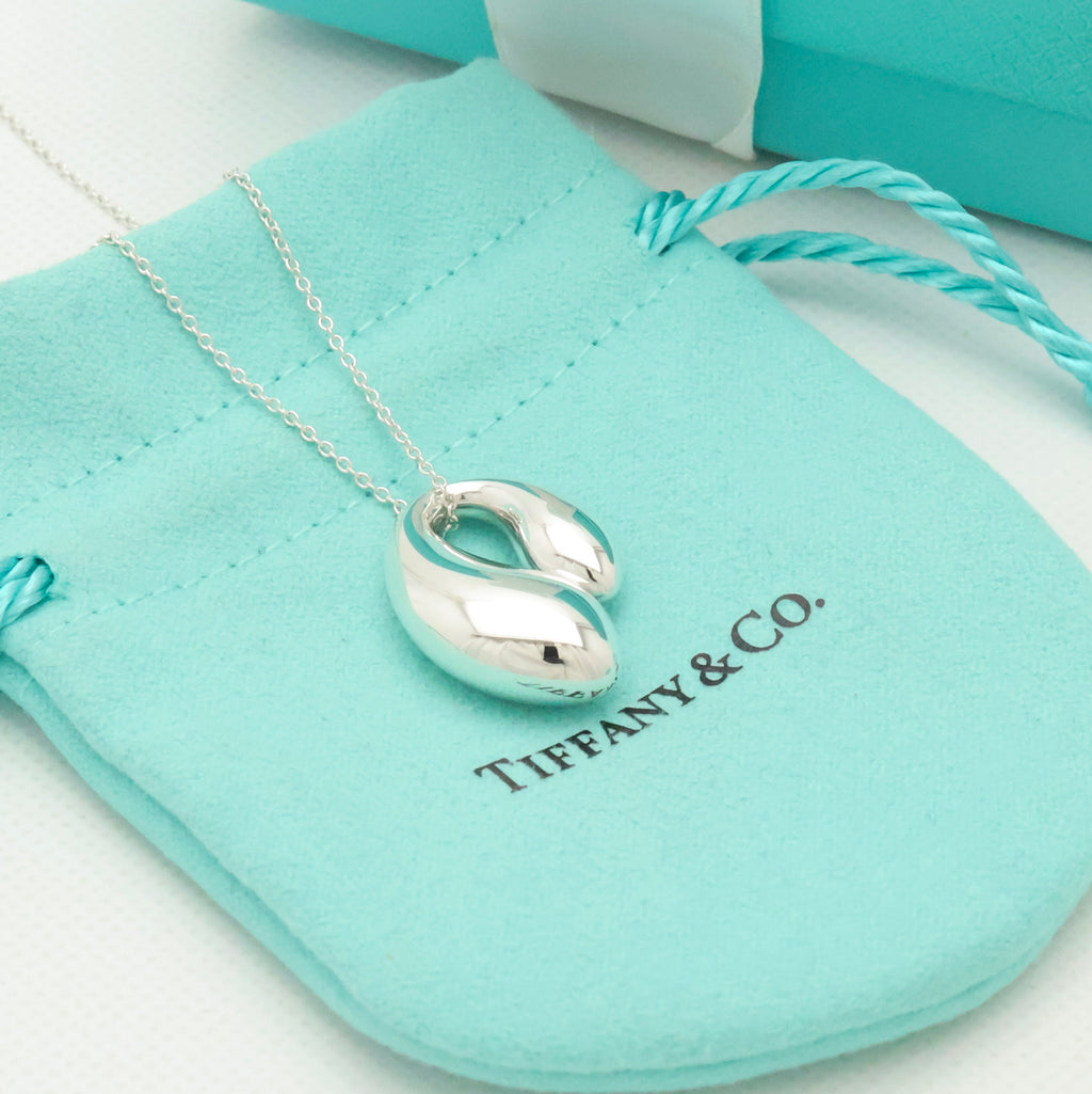 Tiffany & Co. Elsa Peretti Sterling Silver Double Teardrop Pendant Necklace Sterling Silver 925