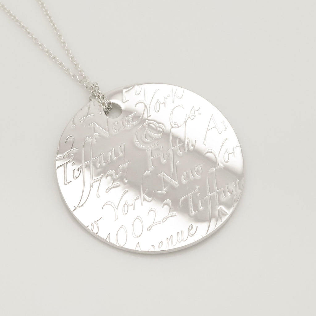 Tiffany & Co. Notes New York XL Large Wavy Round Circle Necklace Sterling Silver 925