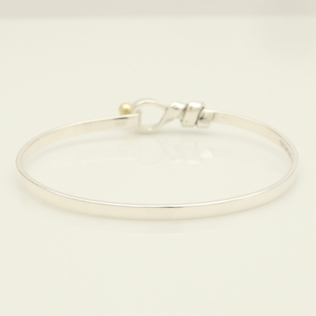 Tiffany & Co. Hook & Eye Bangle Sterling Silver 925 Gold 18k