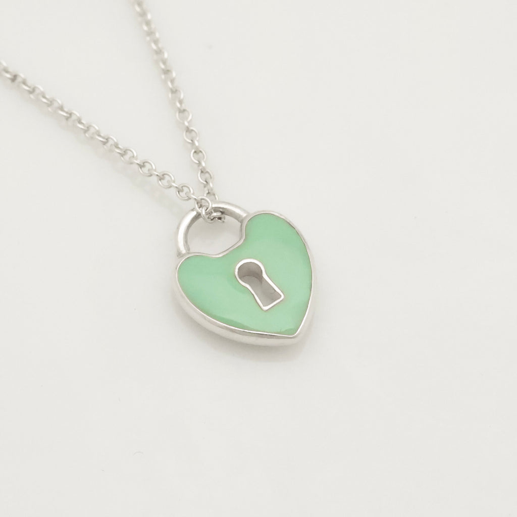 TIFFANY&Co. ハート ロック ブルーエナメル ネックレス AG925