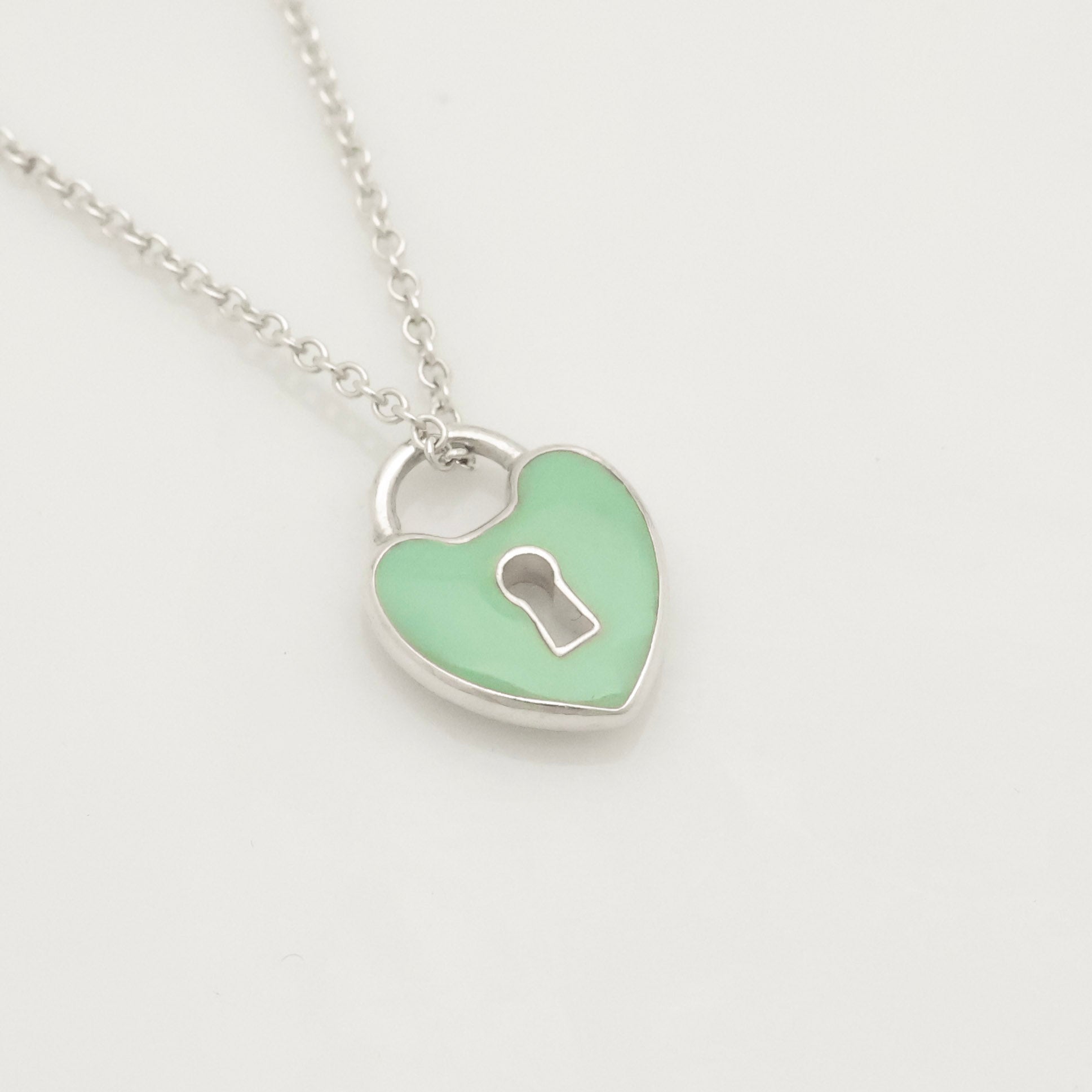 TIFFANY&Co. ハート ロック ブルーエナメル ネックレス AG925