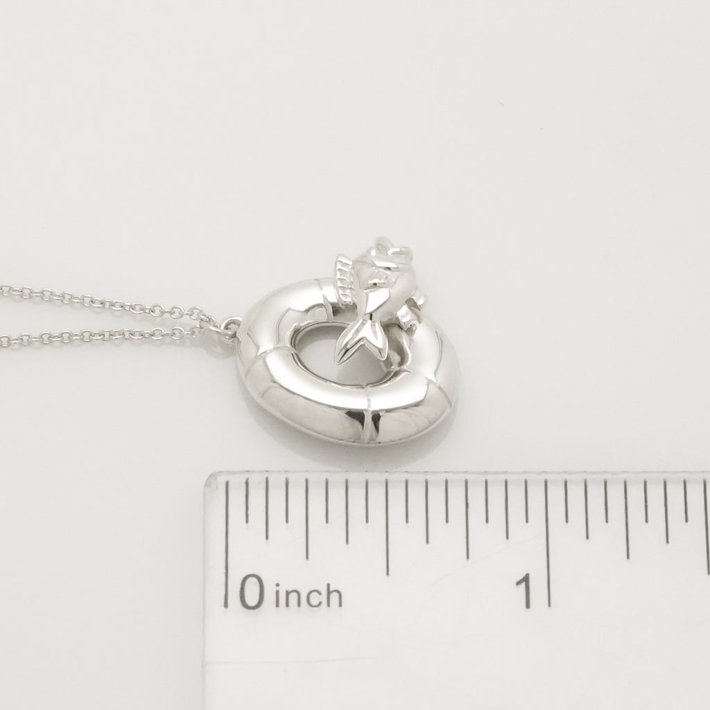 Tiffany & Co. Lifesaver Float Fish Silver Necklace Sterling Silver 925