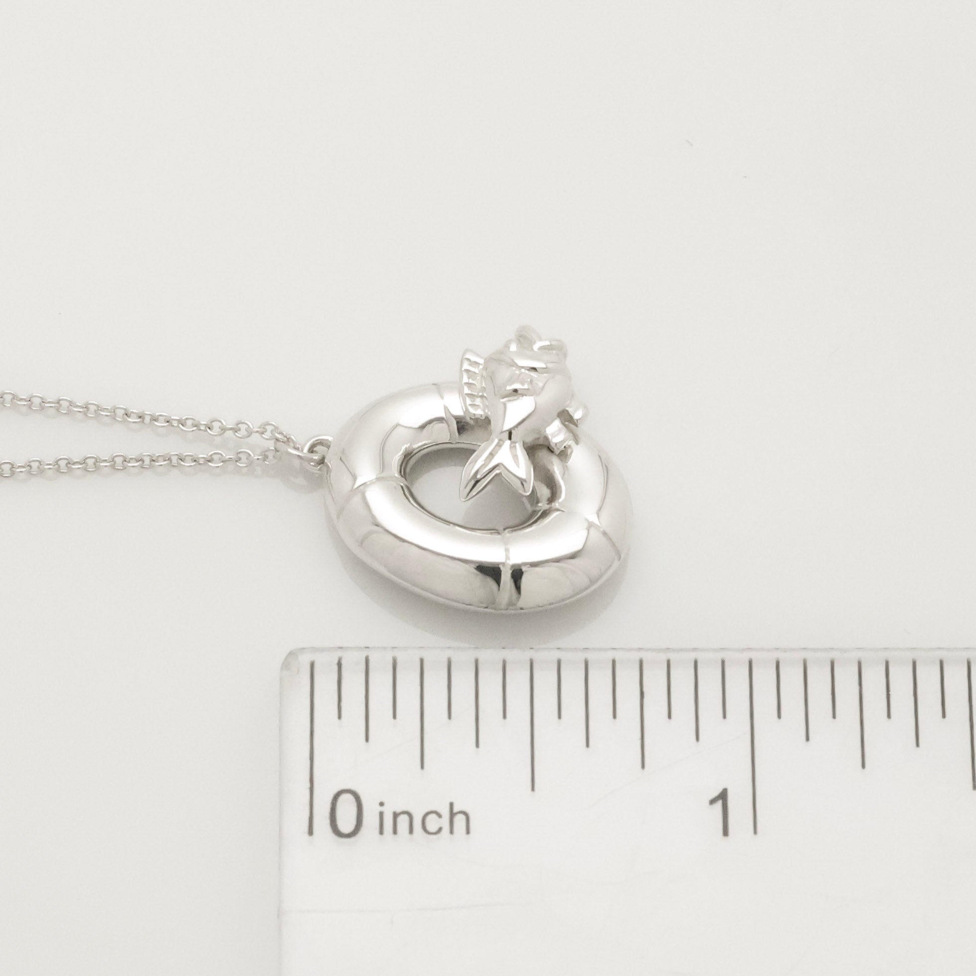 Tiffany & Co. Lifesaver Float Fish Silver Necklace Sterling Silver 925