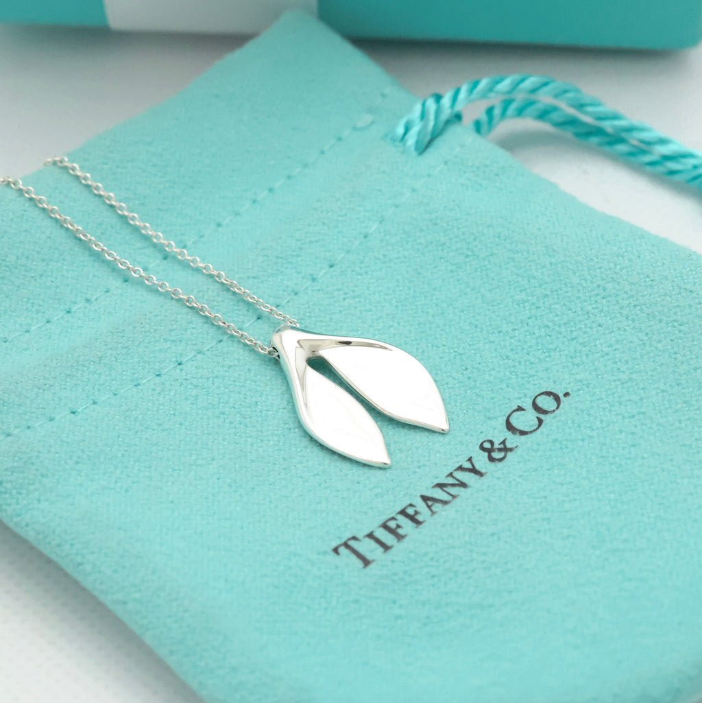 Tiffany & Co. Whale Tail Pendant Necklace Sterling Silver 925 