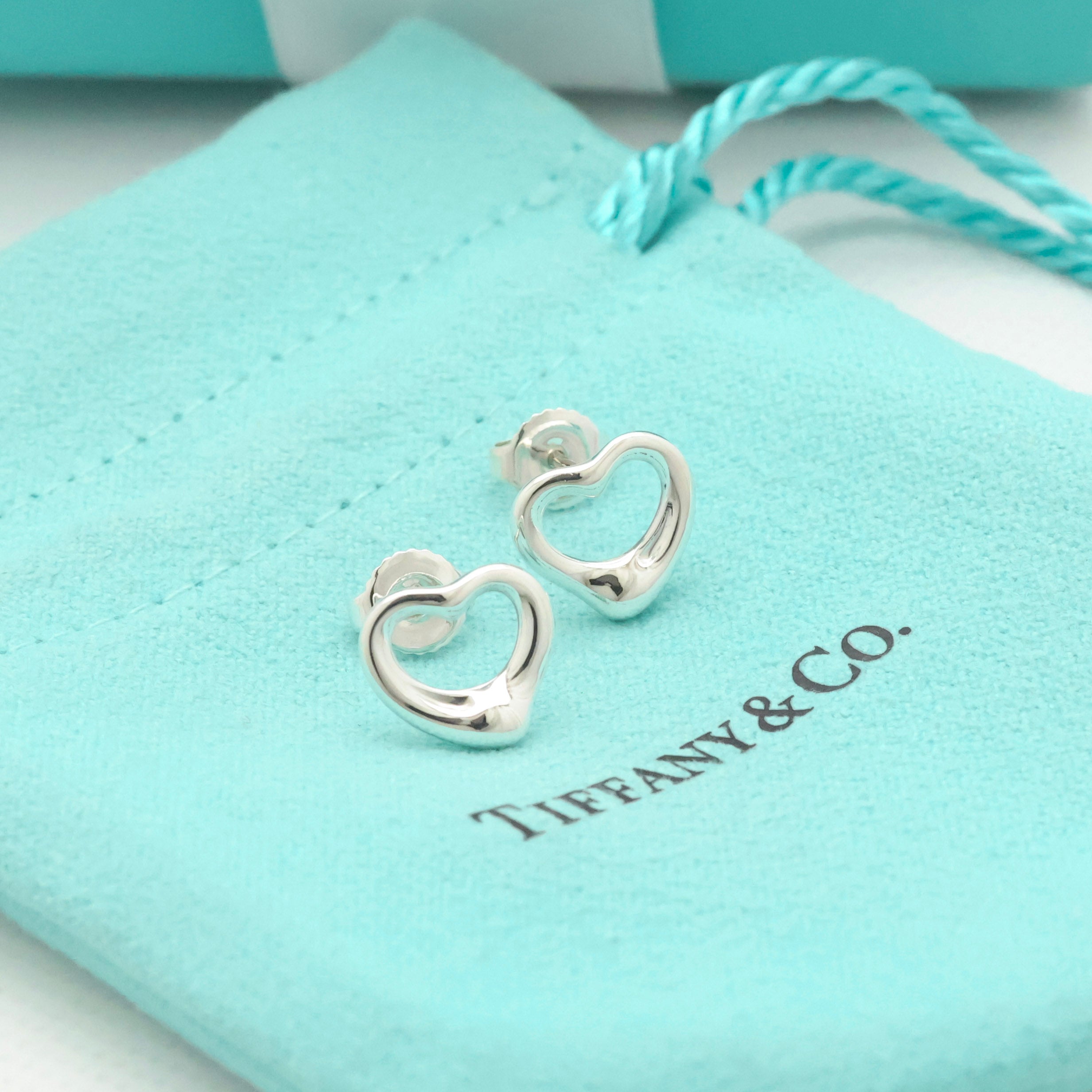 TIFFANY&Co.  オープンハート エルサペレッティ スタッド ピアス AG925