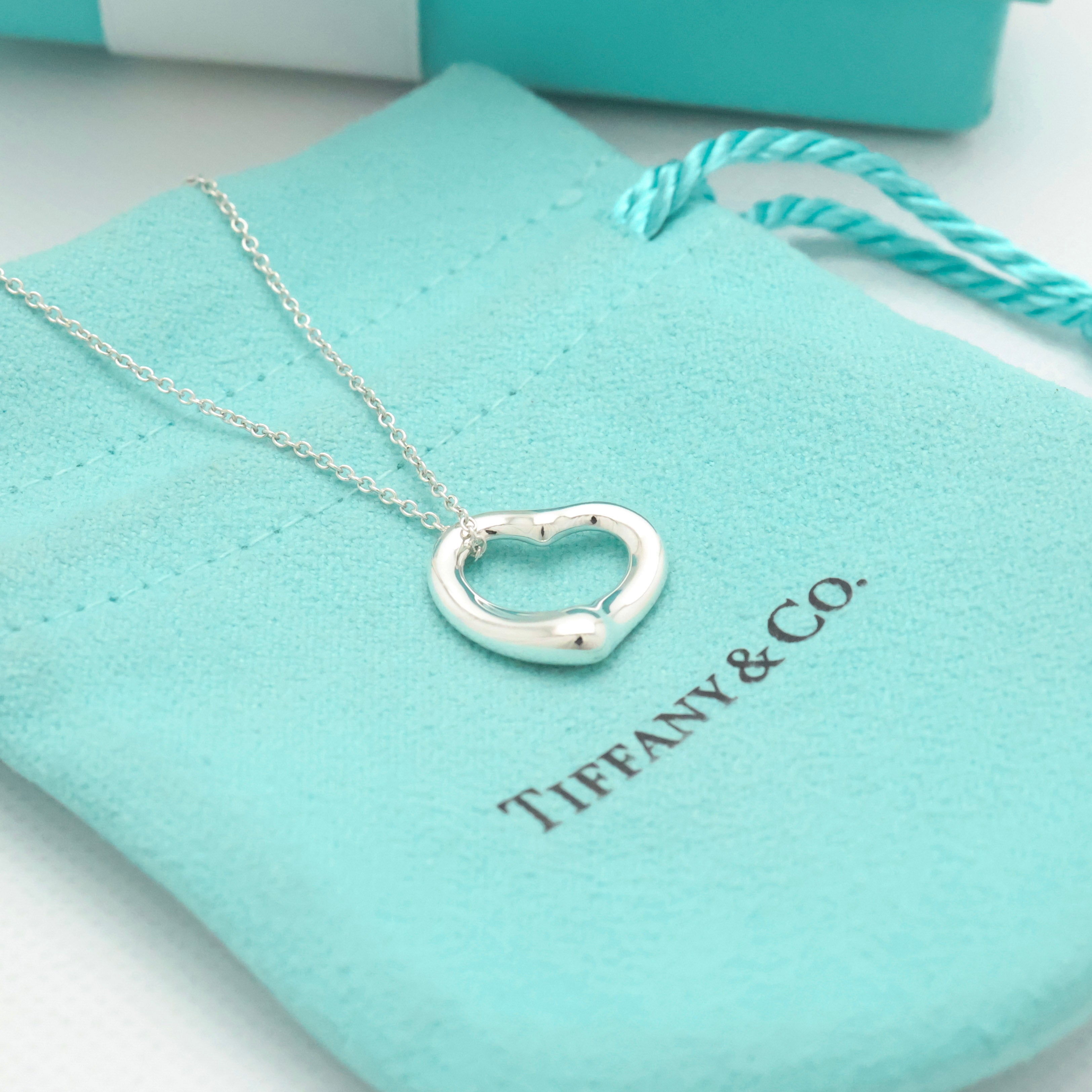 Tiffany & Co. Open Heart Pendant Necklace Sterling Silver 925